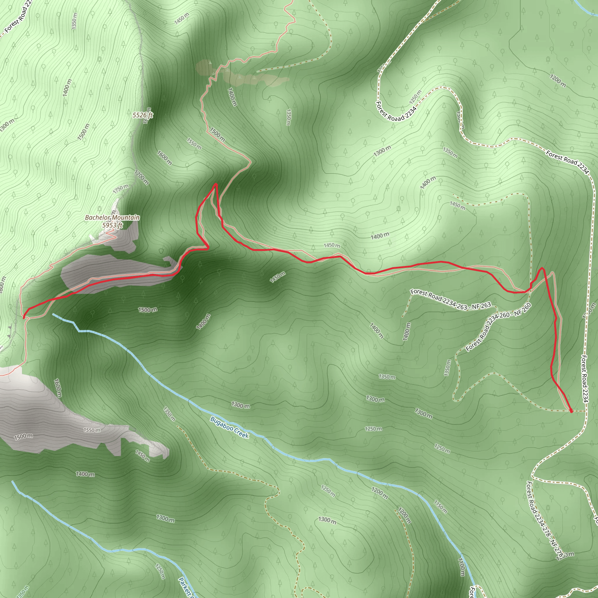 Bugaboo Ridge Trail mobile static map