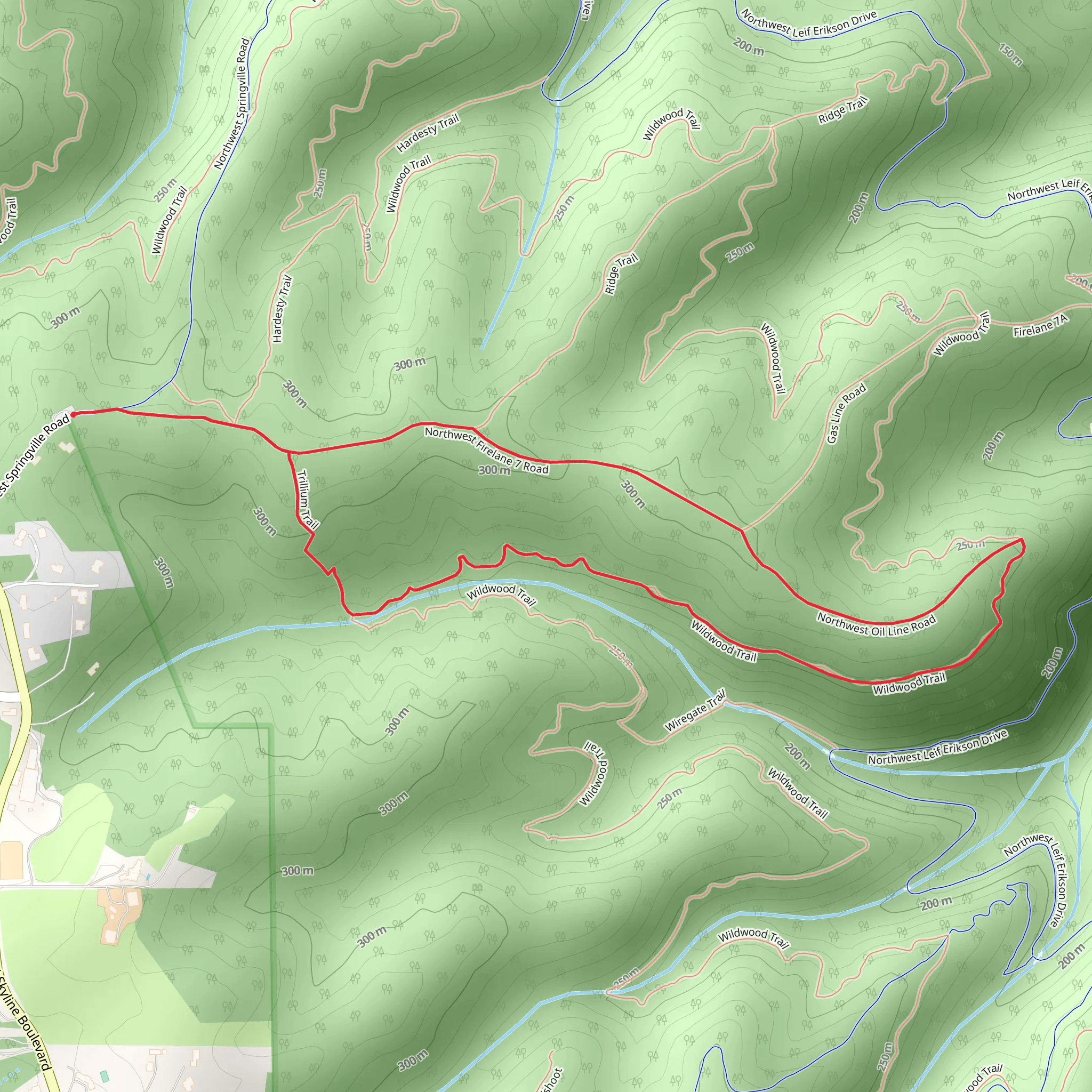 Wildwood Trail and Northwest Firelane 7 Road Loop mobile static map