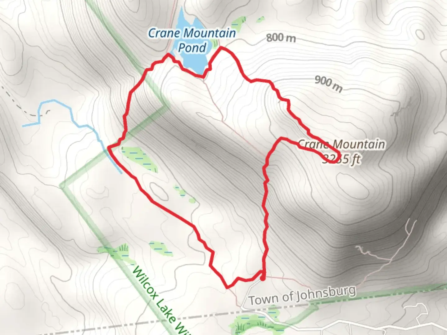 An image depicting the trail Crane Mountain and Crane Mountain Pond Loop and its surrounding area.
