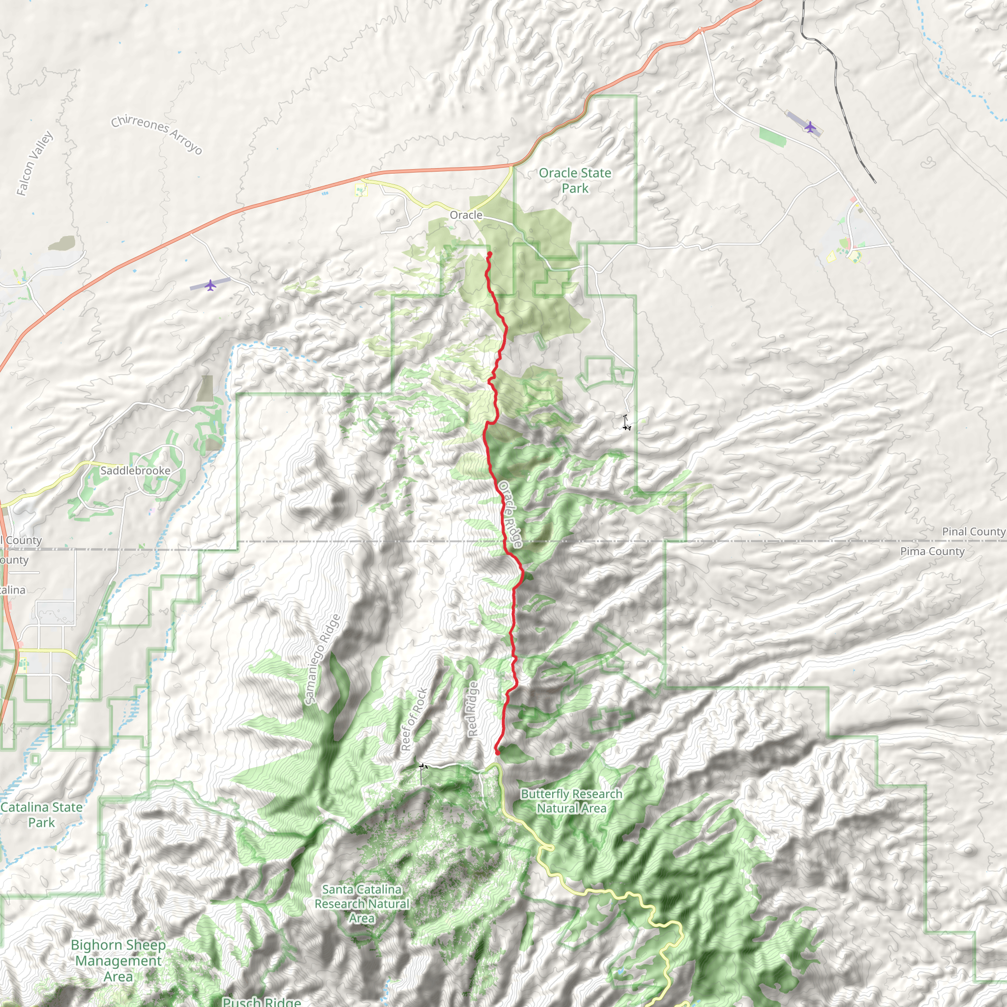 Arizona Trail - Oracle mobile static map