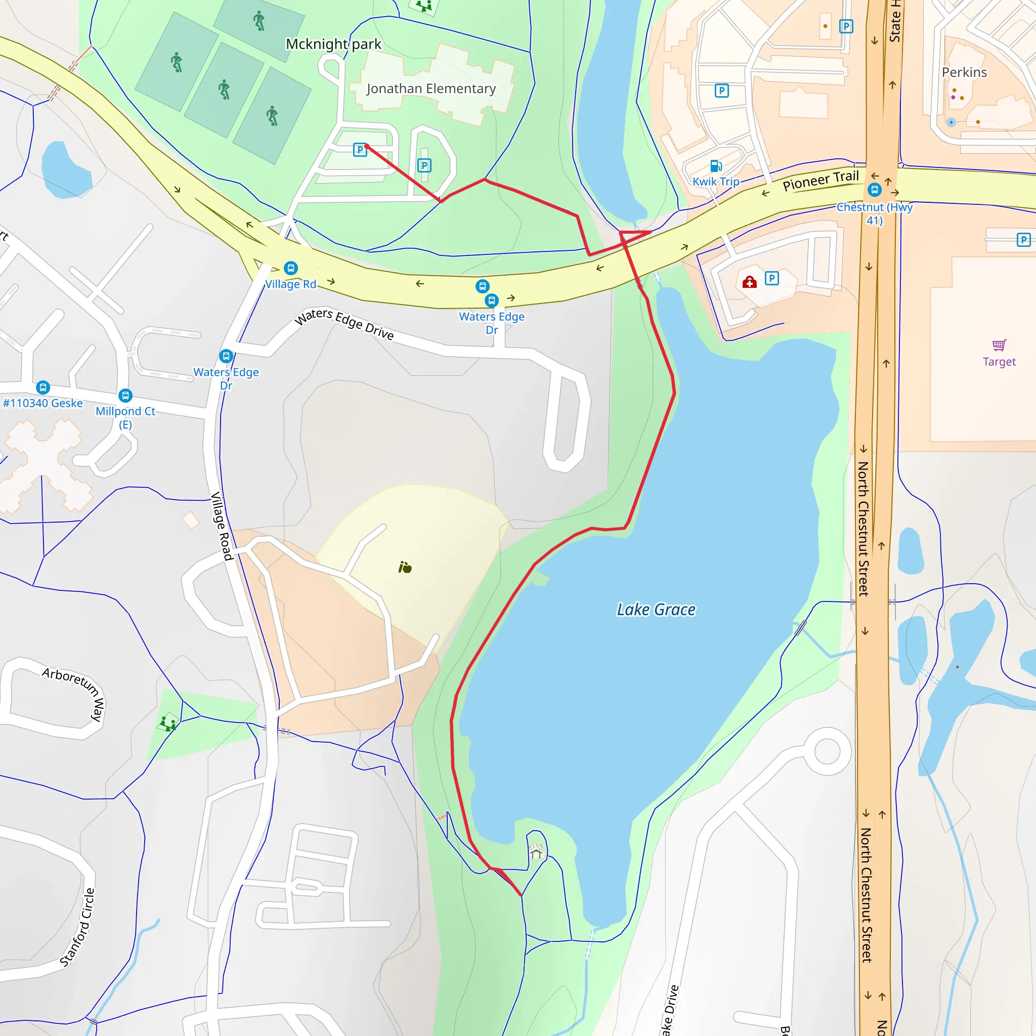 Lake Grace Out and Back mobile static map