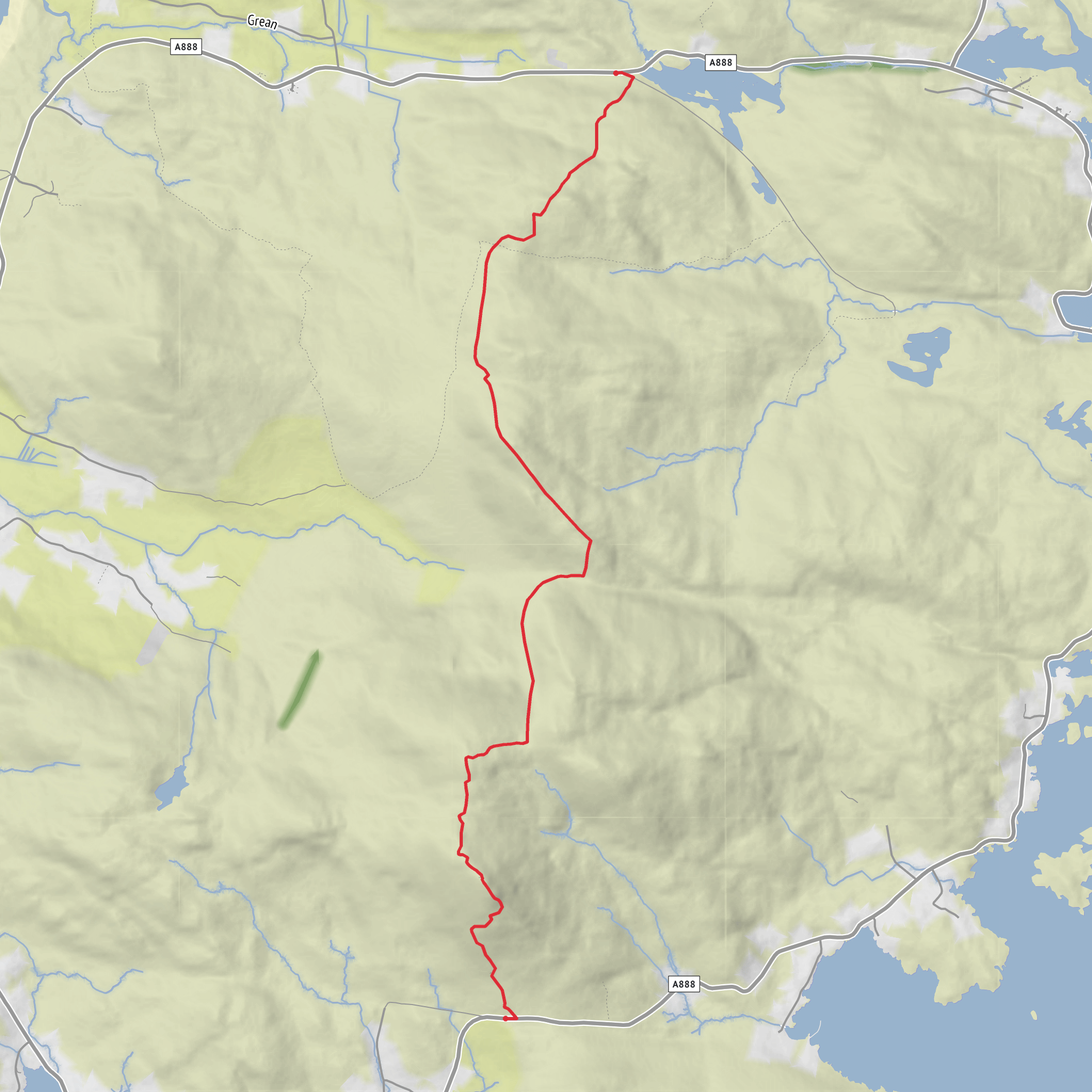 Heabhal, Hartabhal, Beinn Bhirisig and Loch an Duin mobile static map