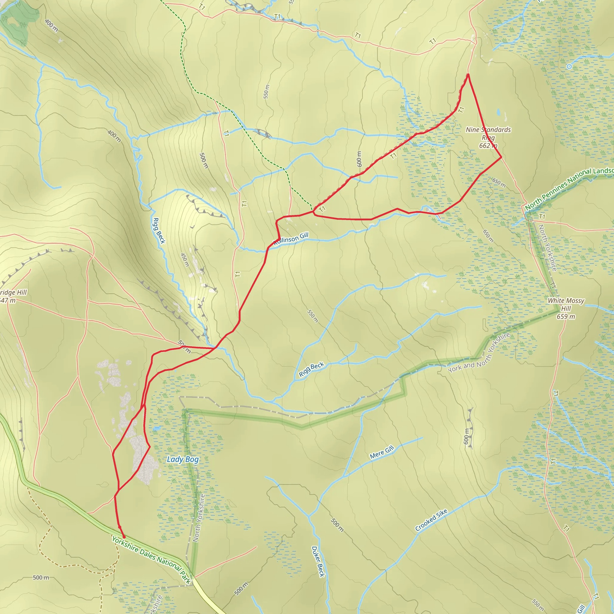 Nine Standards Rigg via Coast to Coast Walk mobile static map