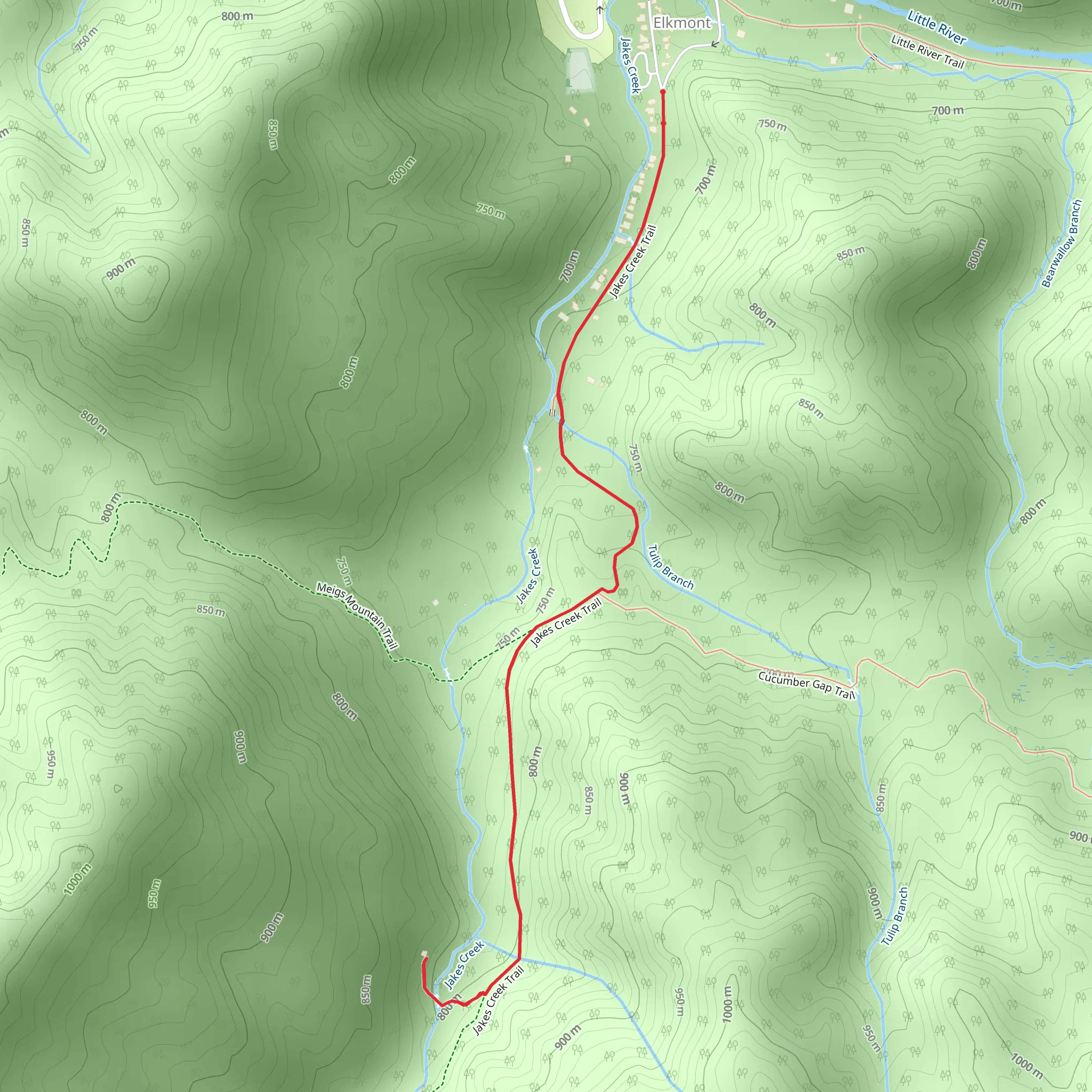 Jakes Creek to Avent Cabin Trail mobile static map