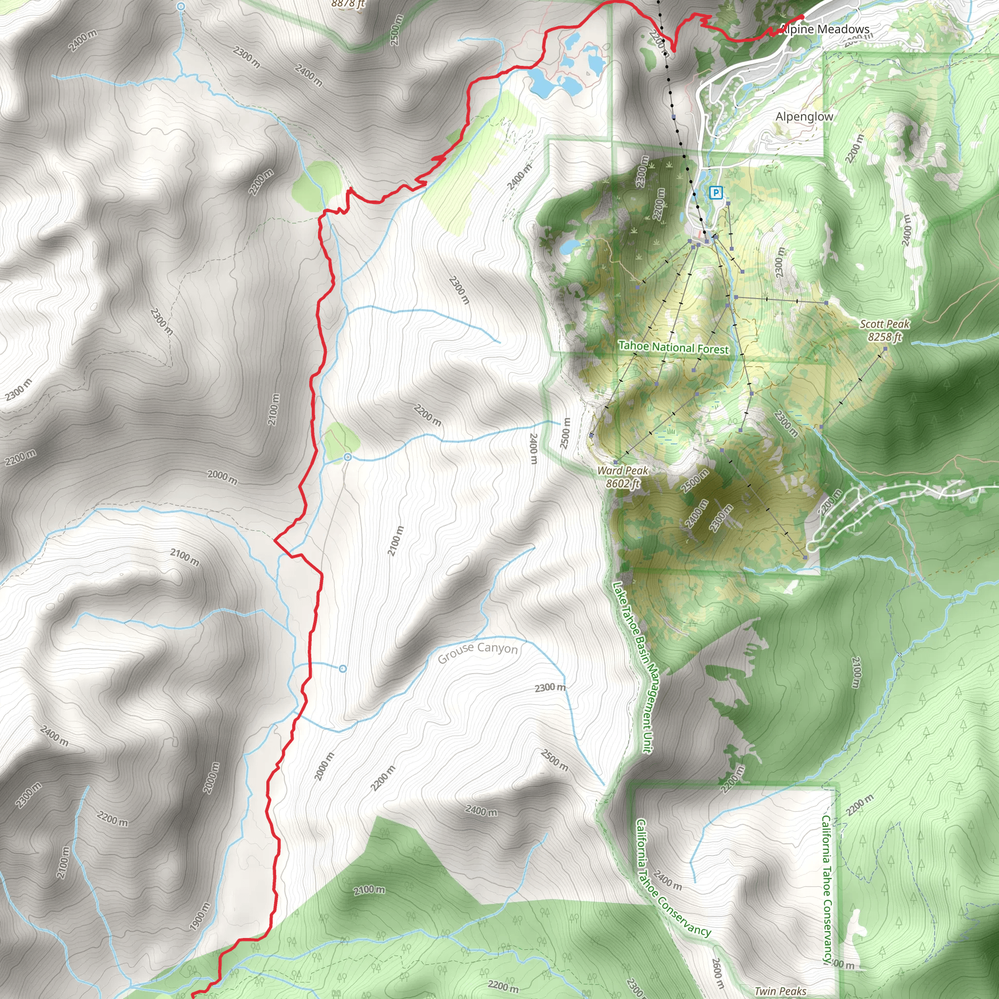 Five Lakes Creek via Five Lakes Trail mobile static map