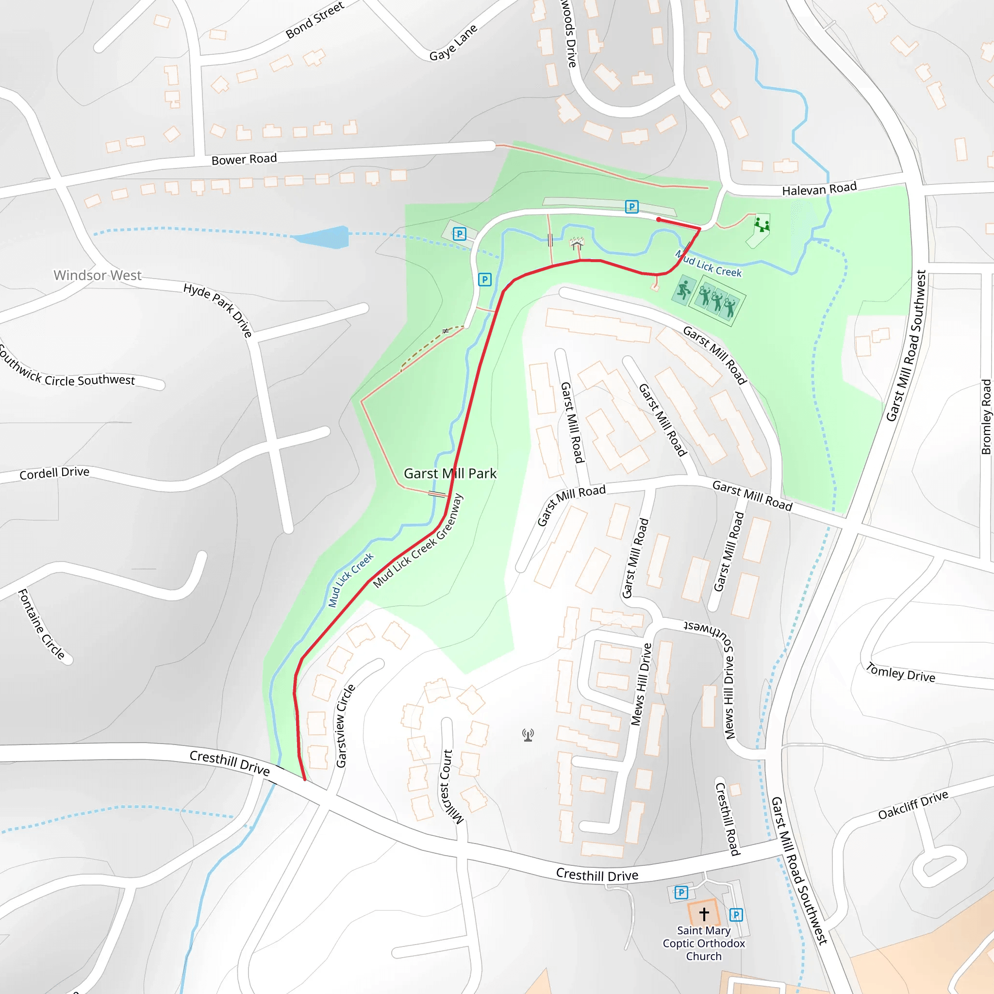 Mud Lick Creek Greenway mobile static map