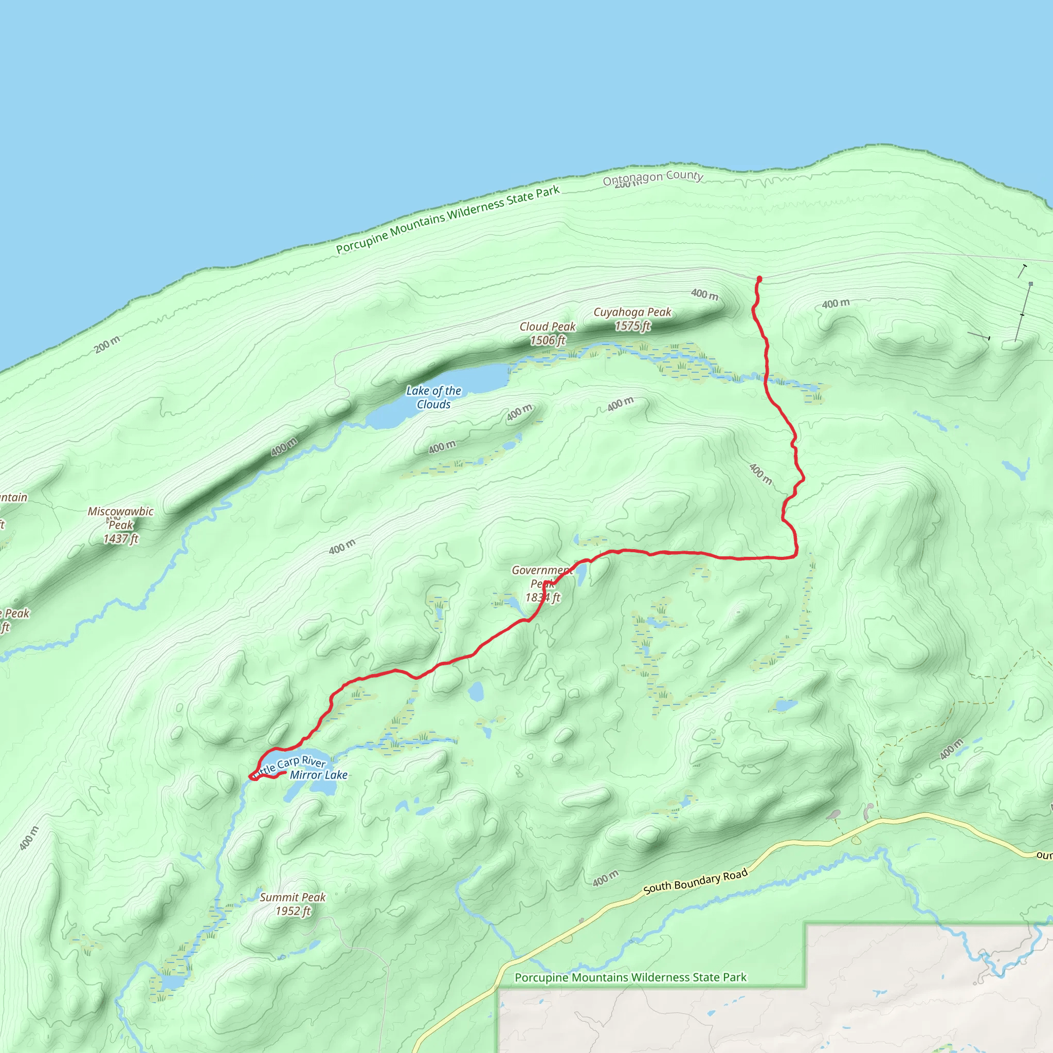 Mirror Lake and Government Peak Trail mobile static map