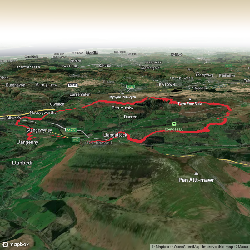 Llangattock Escarpment, Glangrwyney, Crickhowell (17 miles)