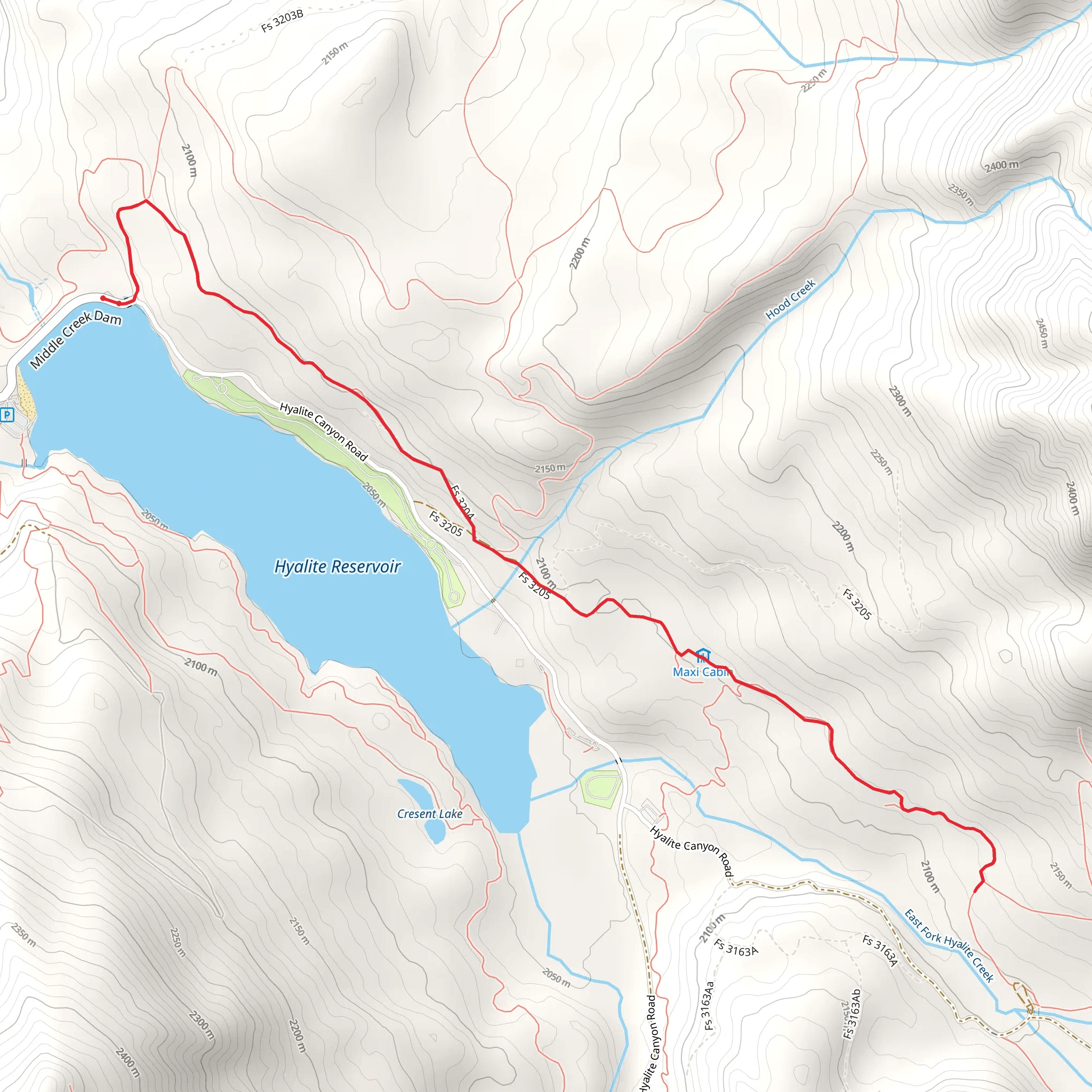 Hyalite Canyon Trail Out and Back mobile static map