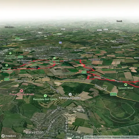 Burntstump Country Park, Seven Mile Wood and Warrenhill Plantation via Robin Hood Way