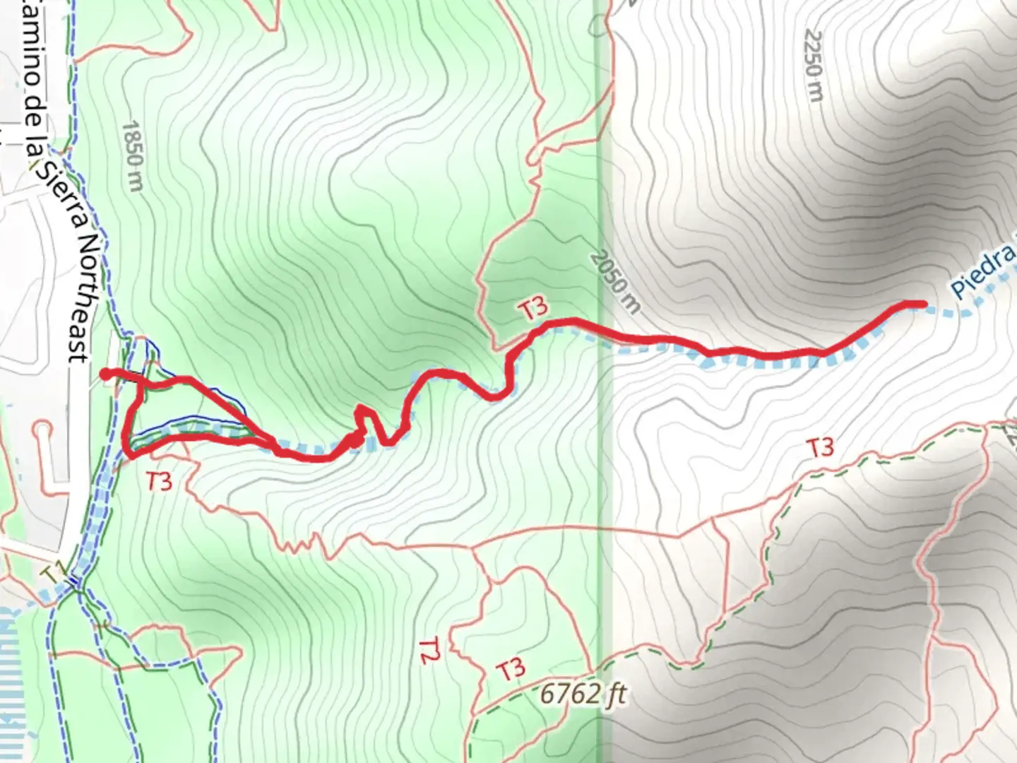 An image depicting the trail Piedra Lisa Canyon Trail and its surrounding area.