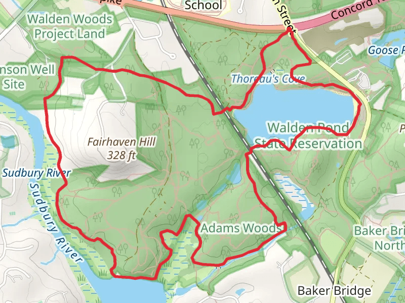 Fairhaven Hill, Walden Pond and Andromeda Pond Loop Trail