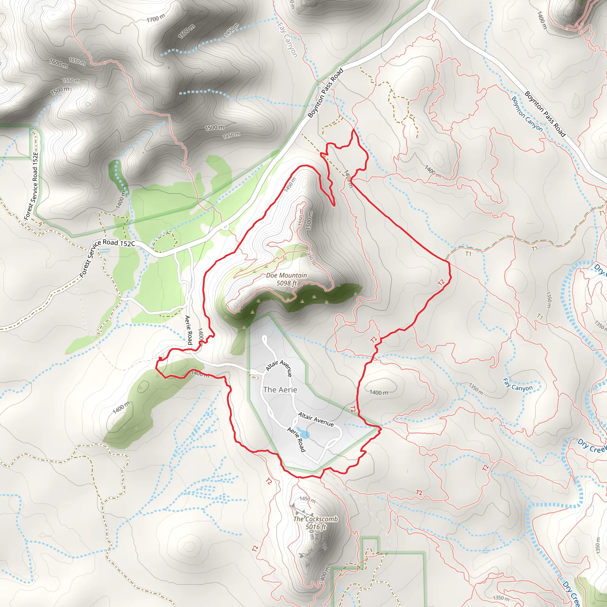 Cockscomb and Aerie Loop Trail mobile static map