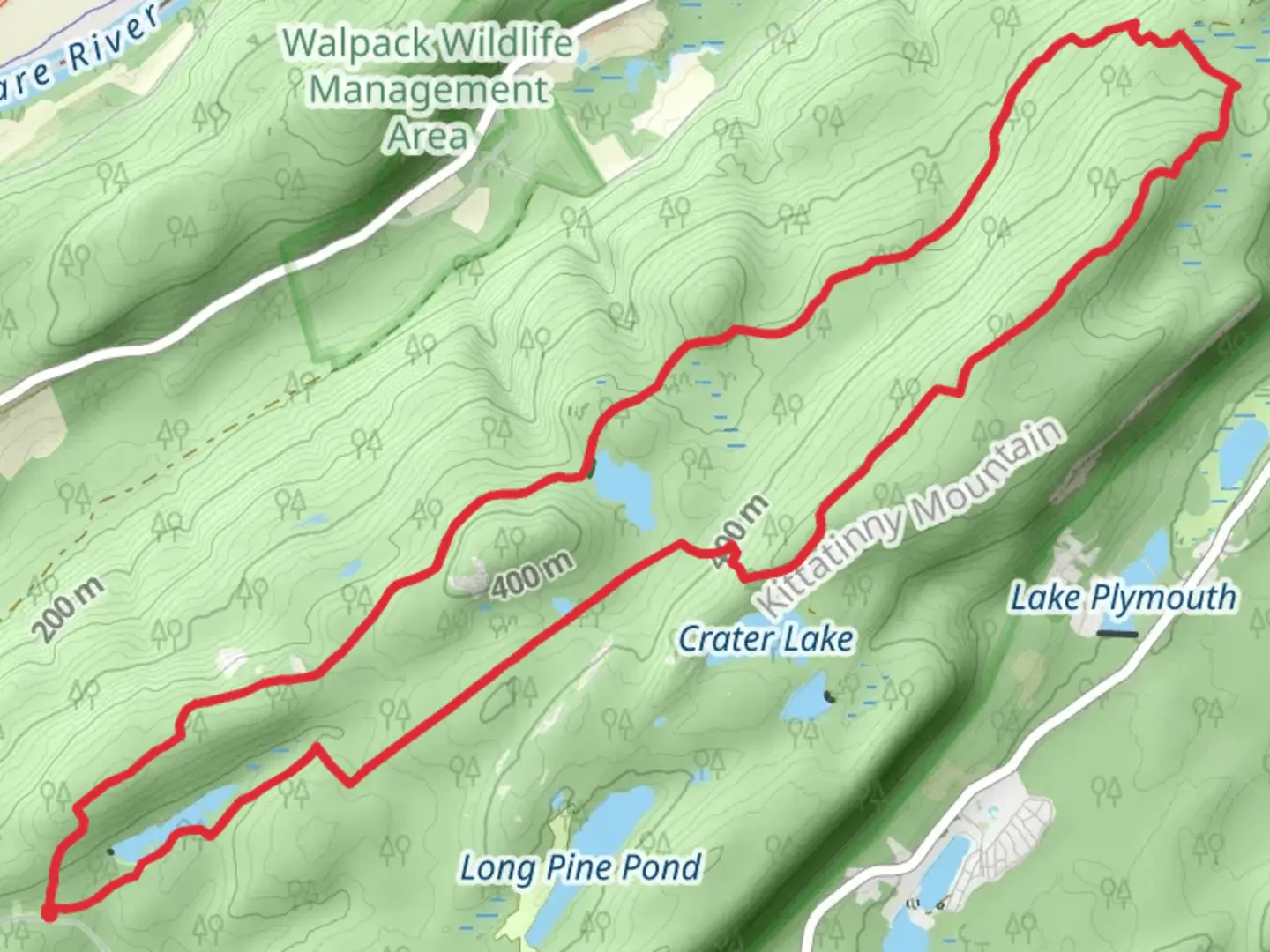 An image depicting the trail Hemlock Lake via Blue Mt Lake Trail and Appalachian Loop Trail and its surrounding area.