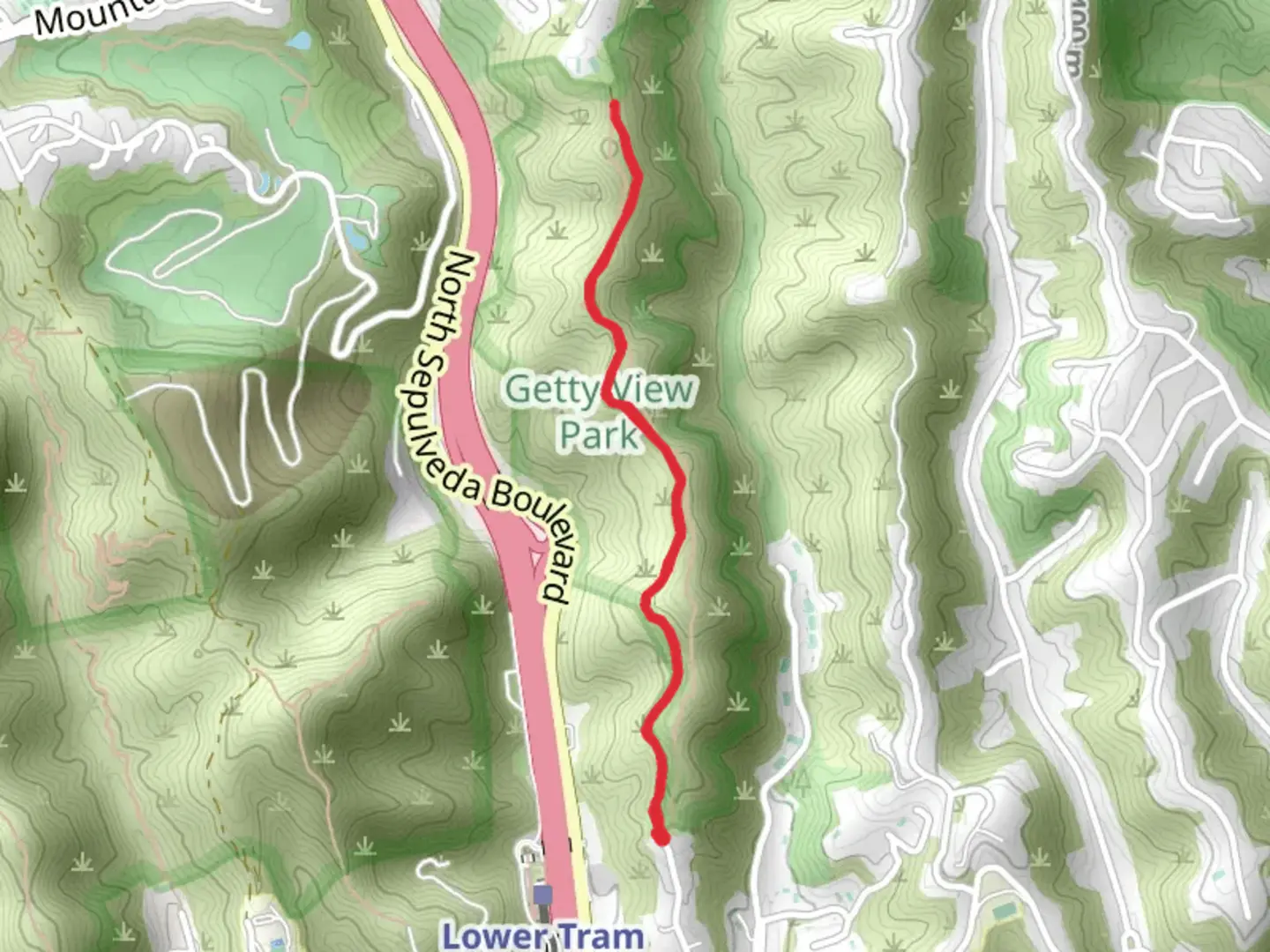 An image depicting the trail East Sepulveda Road and its surrounding area.