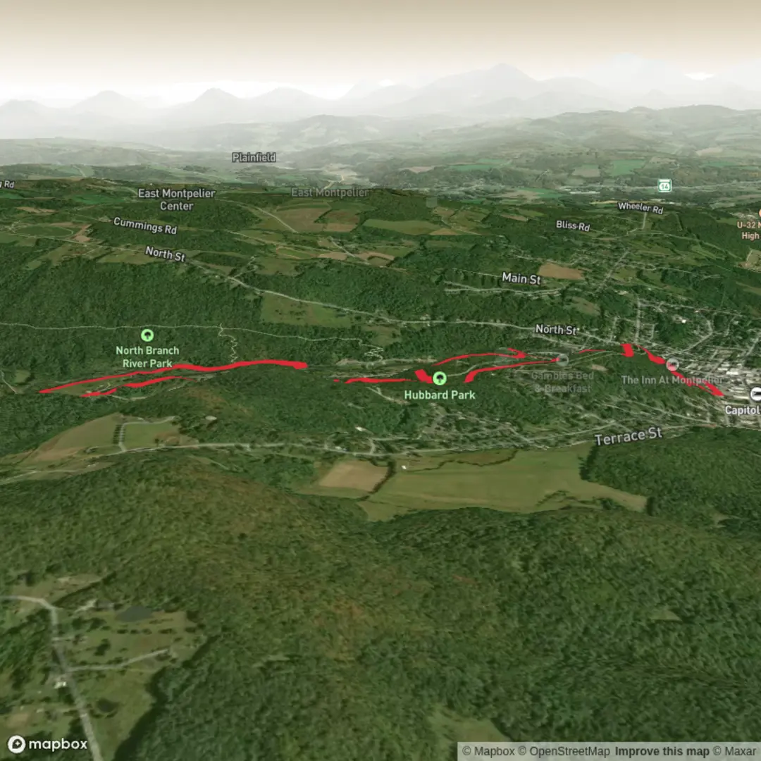 An image depicting the trail Hubbard Park Loop and its surrounding area.