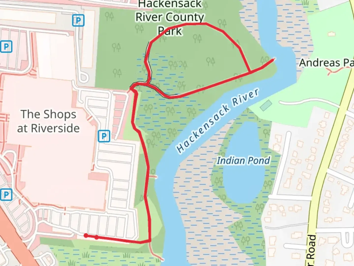 An image depicting the trail Hackensack River and Hackensack River County Park Loop and its surrounding area.