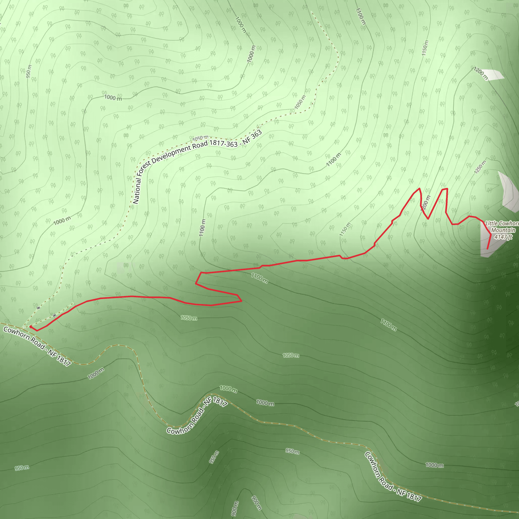 Little Cowhorn Trail mobile static map