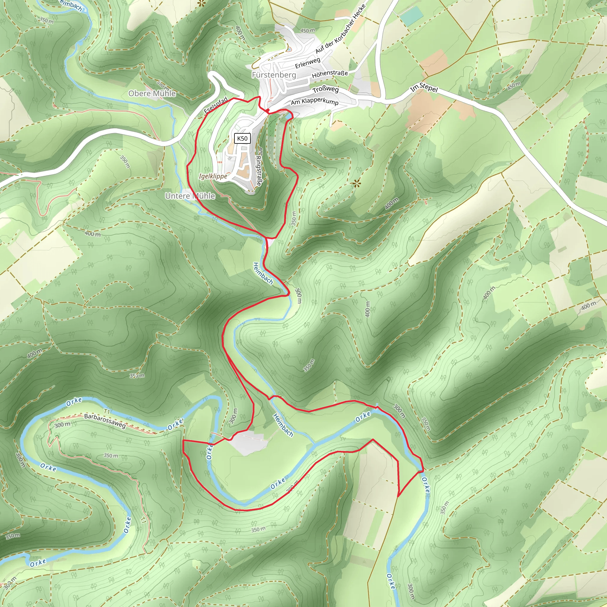 Barbarossaweg and Hanseweg Loop mobile static map