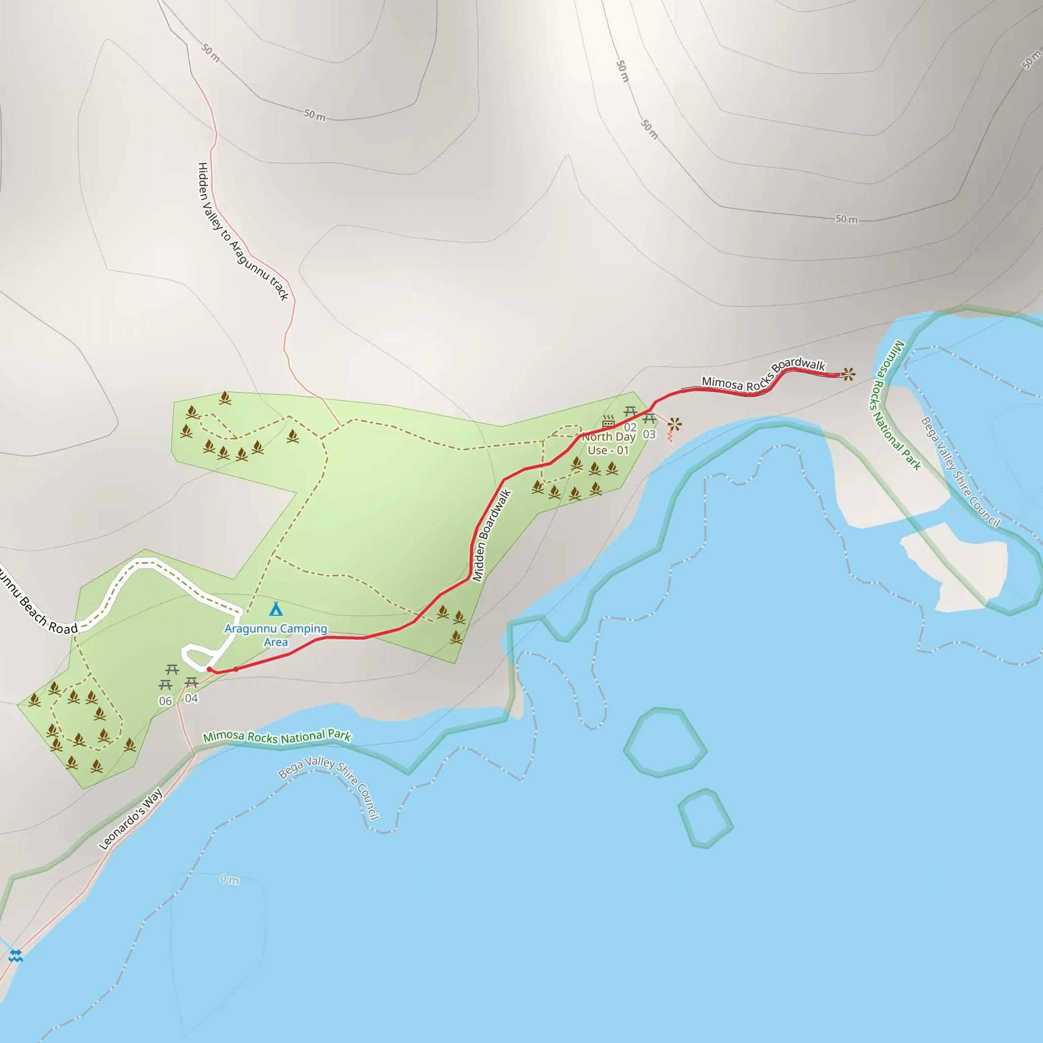 Mimosa Rocks Track mobile static map