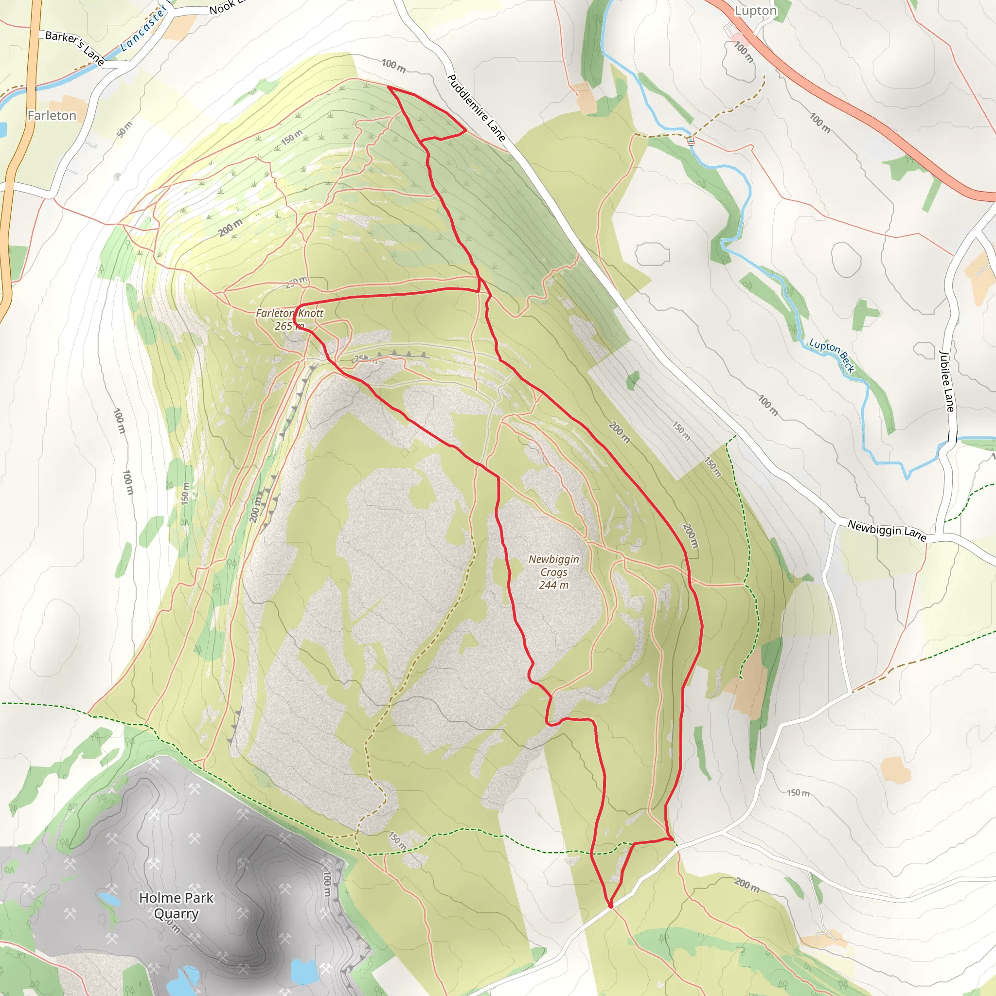 Newbiggin Craggs and Farleton Fell Loop mobile static map