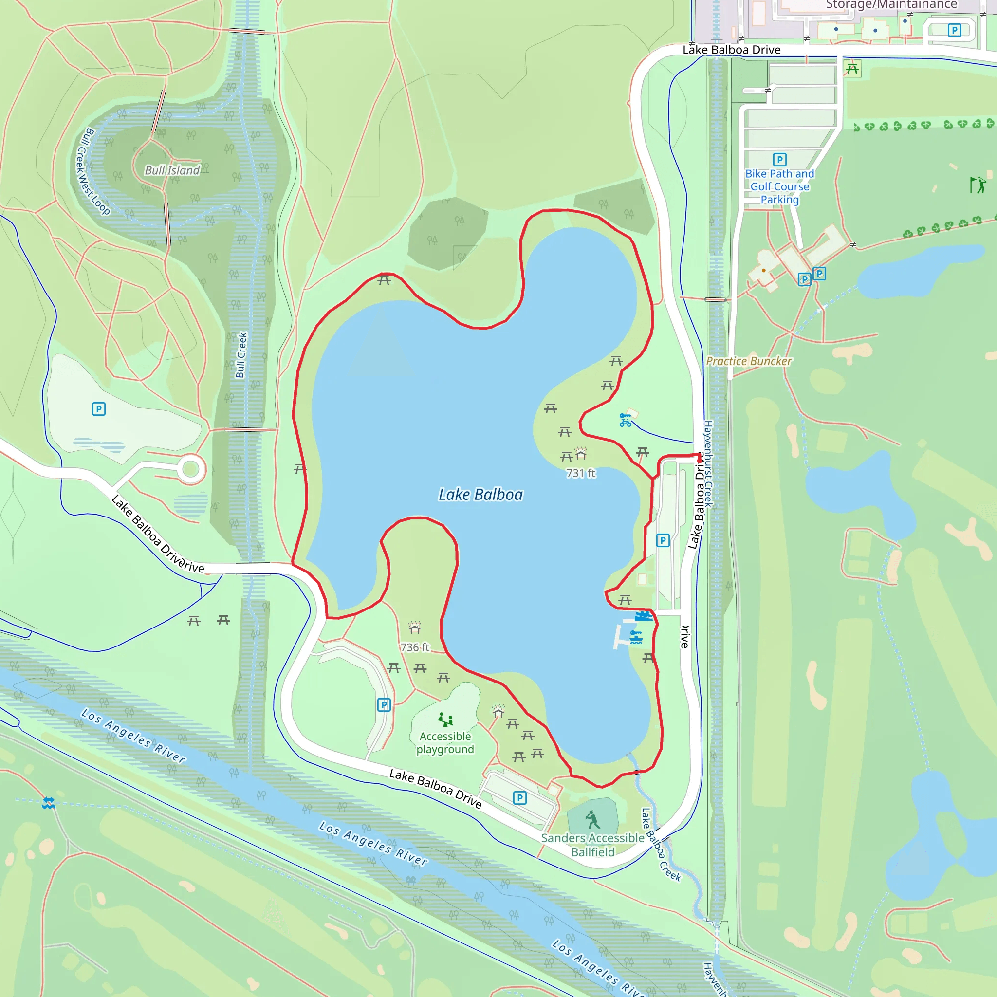 Lake Balboa Loop mobile static map