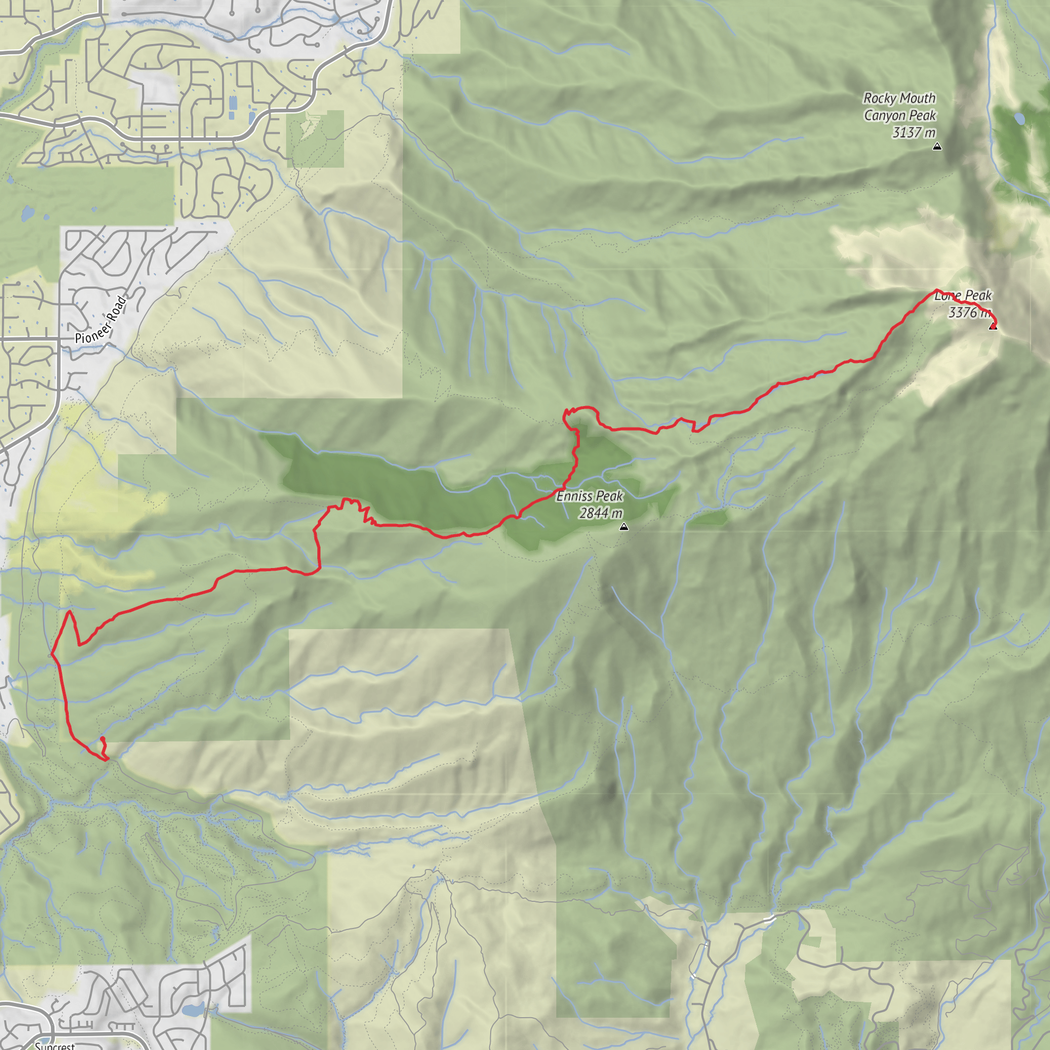 Lone Peak Hike mobile static map