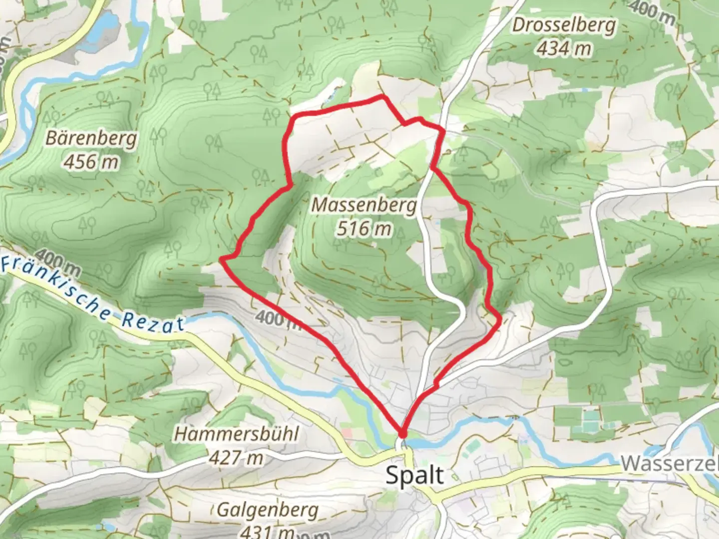 An image depicting the trail Spalt IVV Loop and its surrounding area.