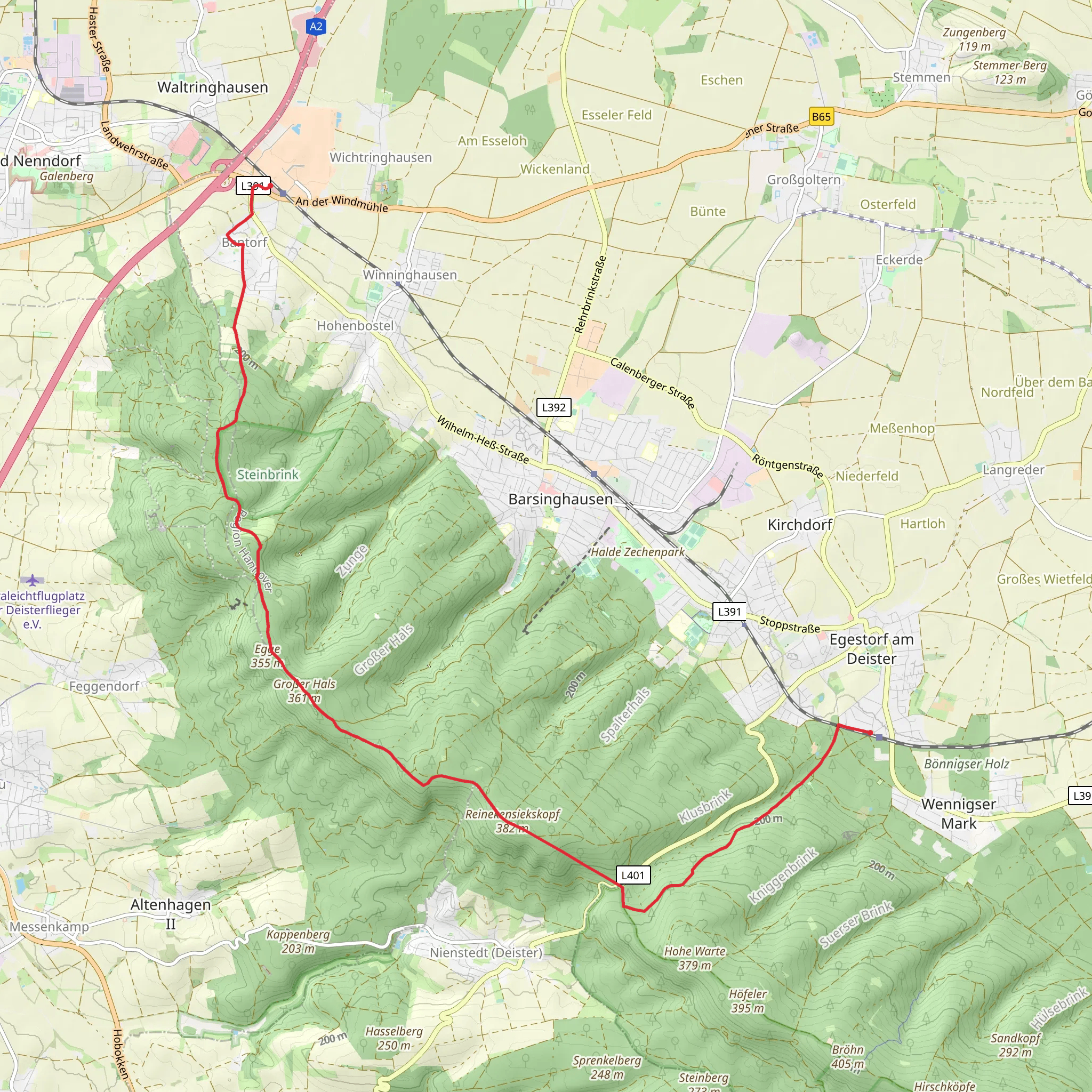Egestorf to Bantorf Walk mobile static map