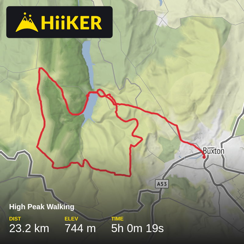A map preview of the recording High Peak Walking.