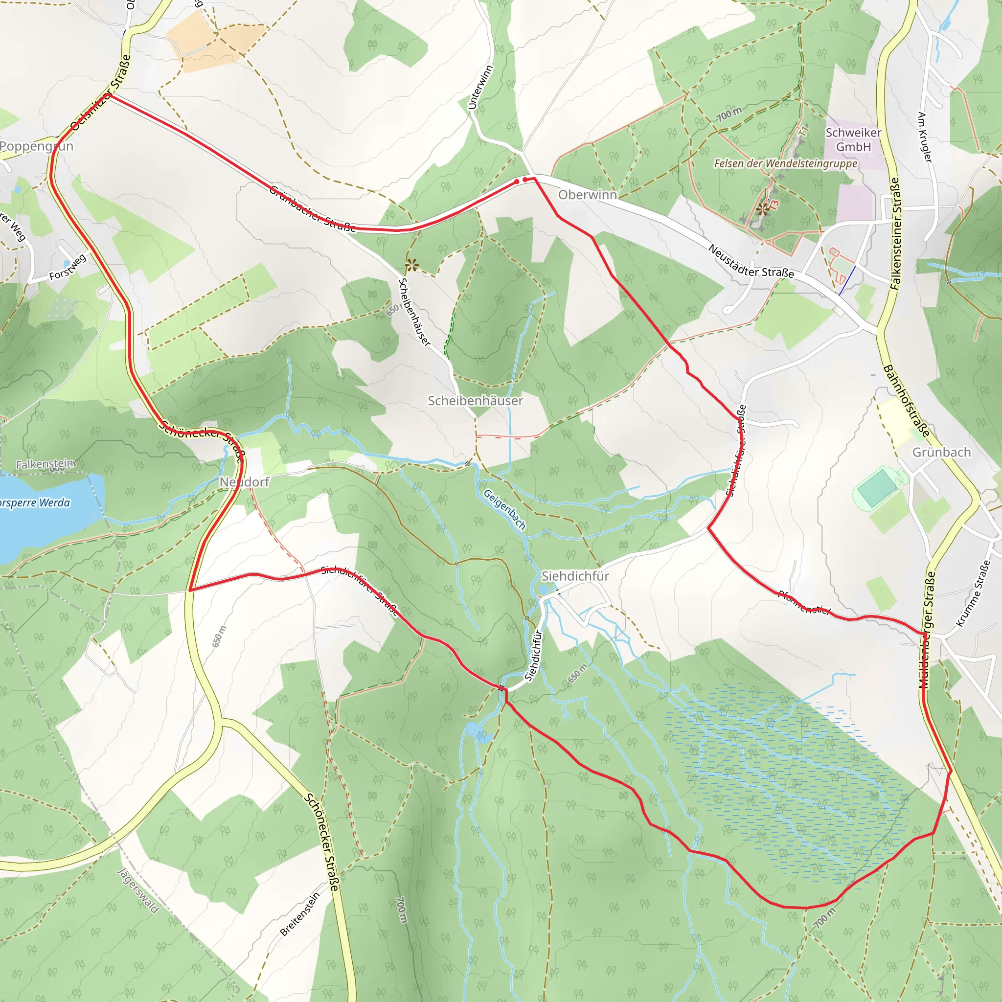 Oberwinn, Neudorf and Poppengrun Loop mobile static map