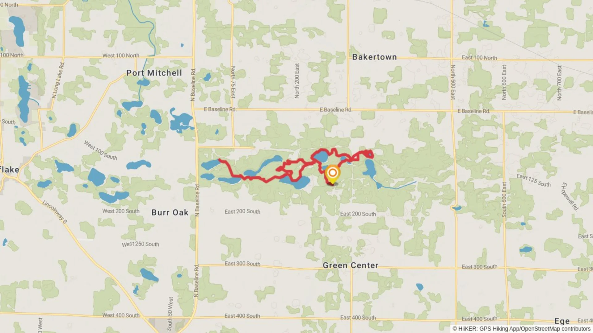 An image depicting the trail Bowen, Finster, Dock, Norman, Mud and Weber Lakes Loop and its surrounding area.