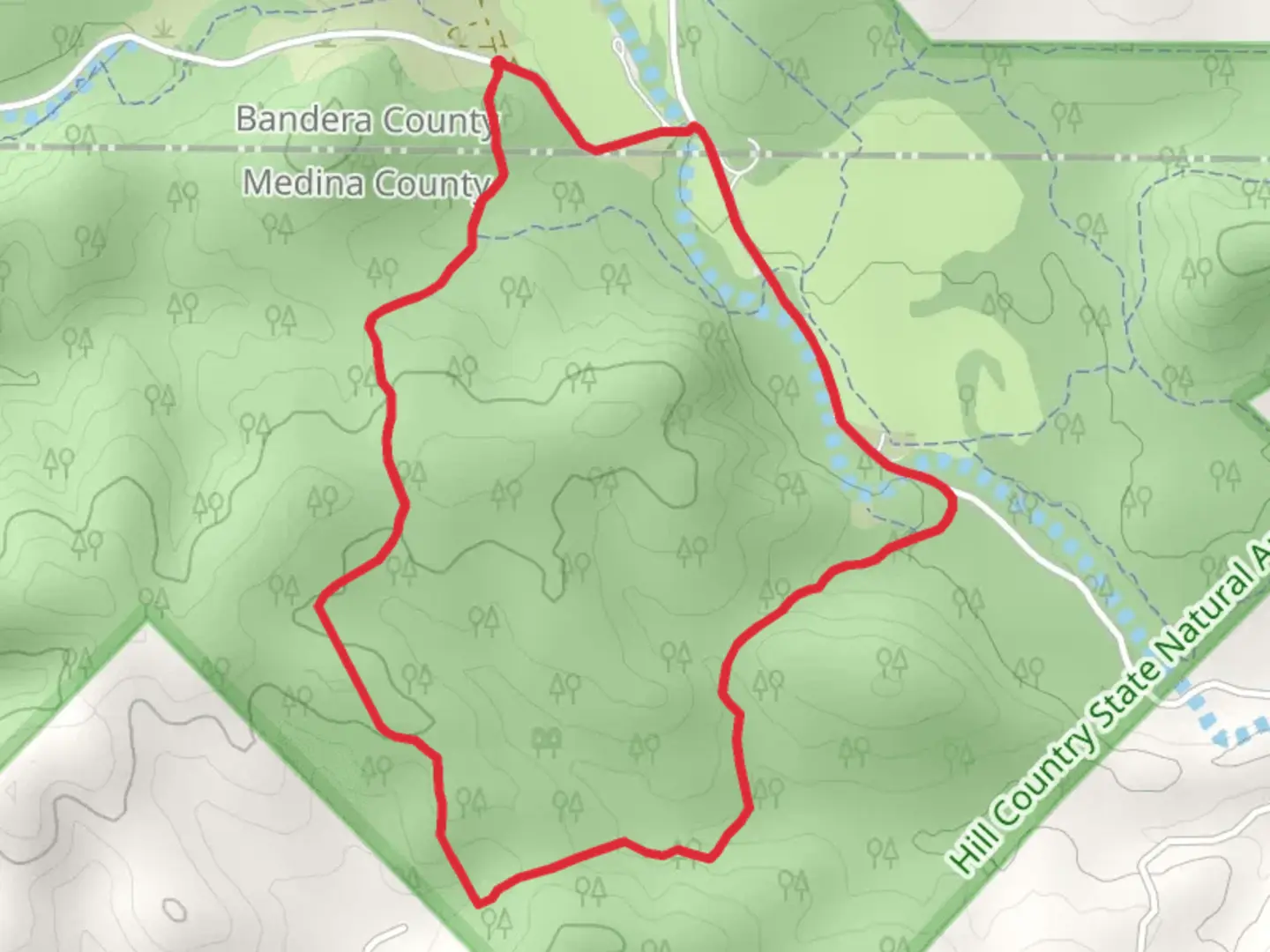 An image depicting the trail 8 Hightower Loop and its surrounding area.