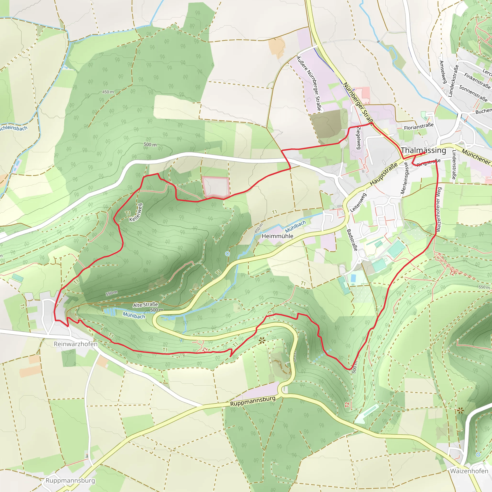 Thalmässing and Heimmühle Loop via Frankenweg mobile static map