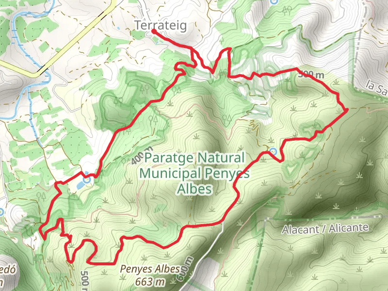 Route through the Penyes Albes PR CV 390