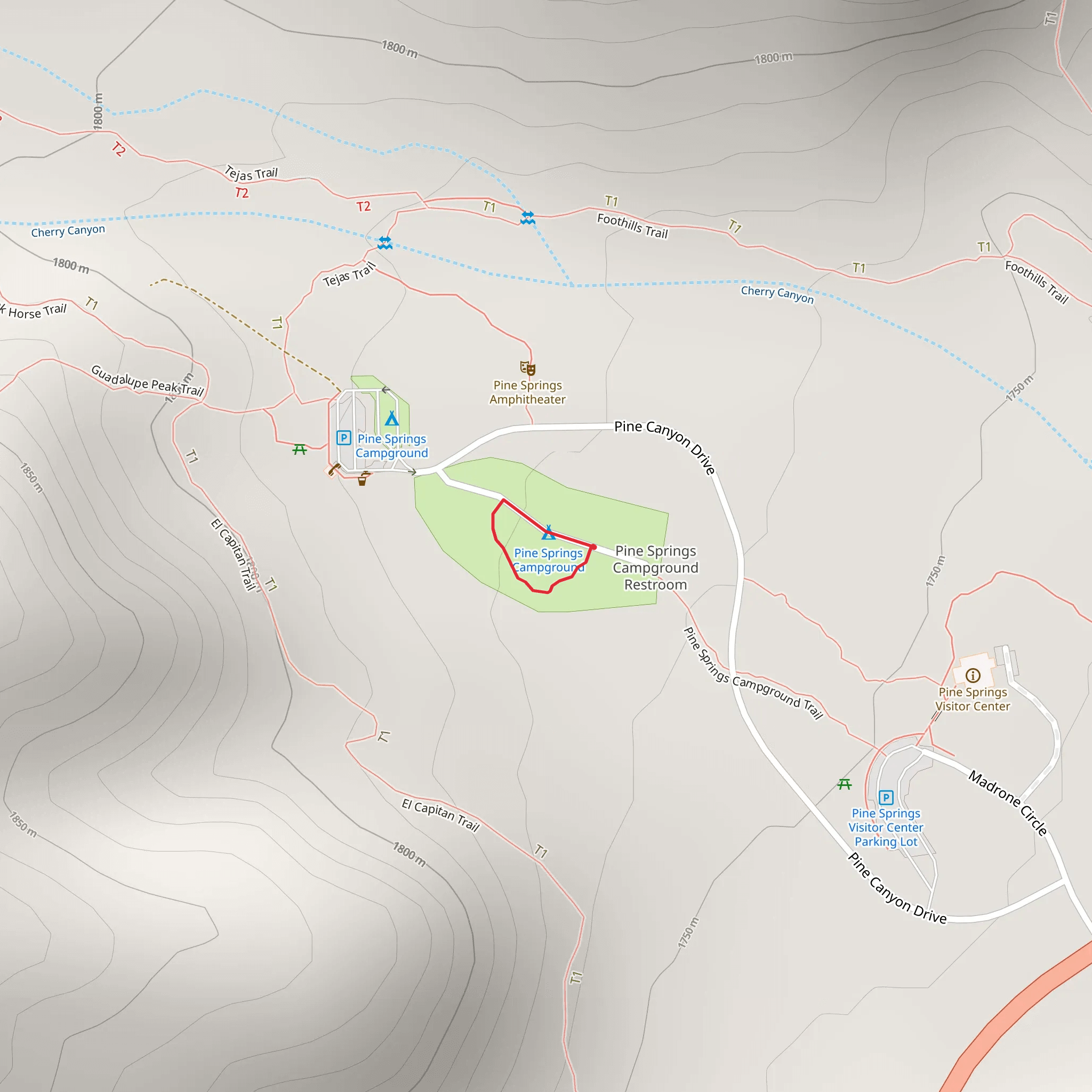 Pine Springs Campground Loop mobile static map