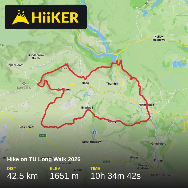 A map preview of the recording Hike on TU Long Walk 2026.