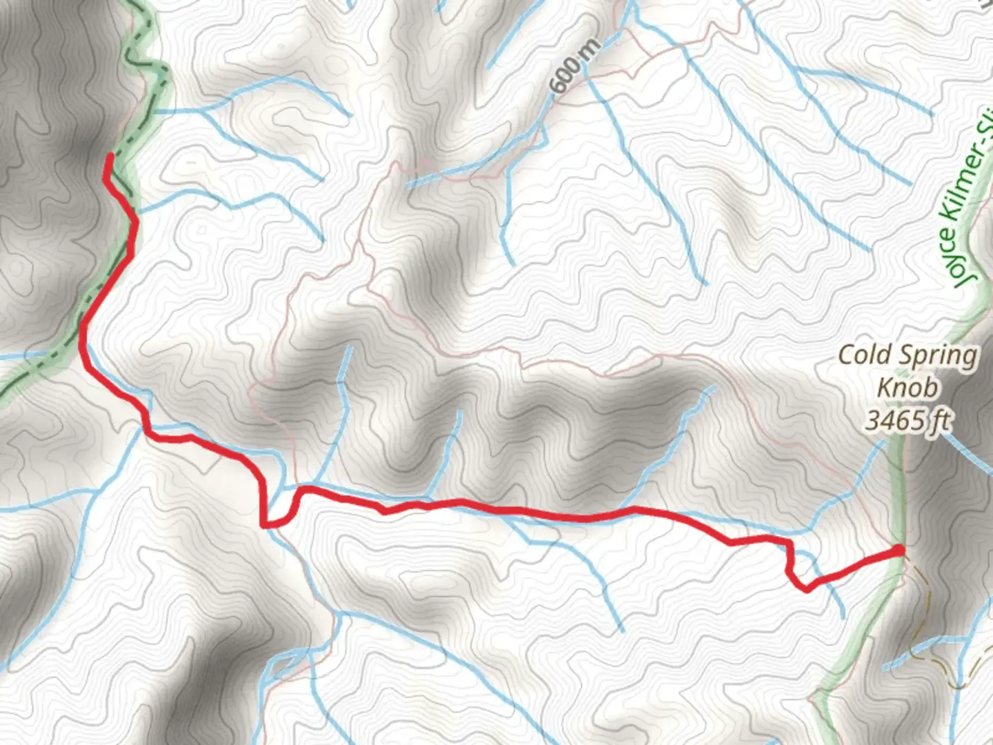 An image depicting the trail Slickrock Creek and Big Fat Branch Trail and its surrounding area.