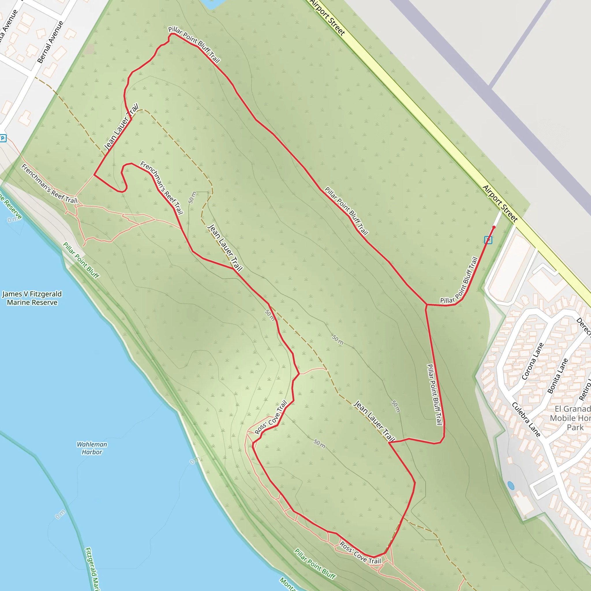 Pillar Point Bluff and Ross' Cove Loop Trail mobile static map