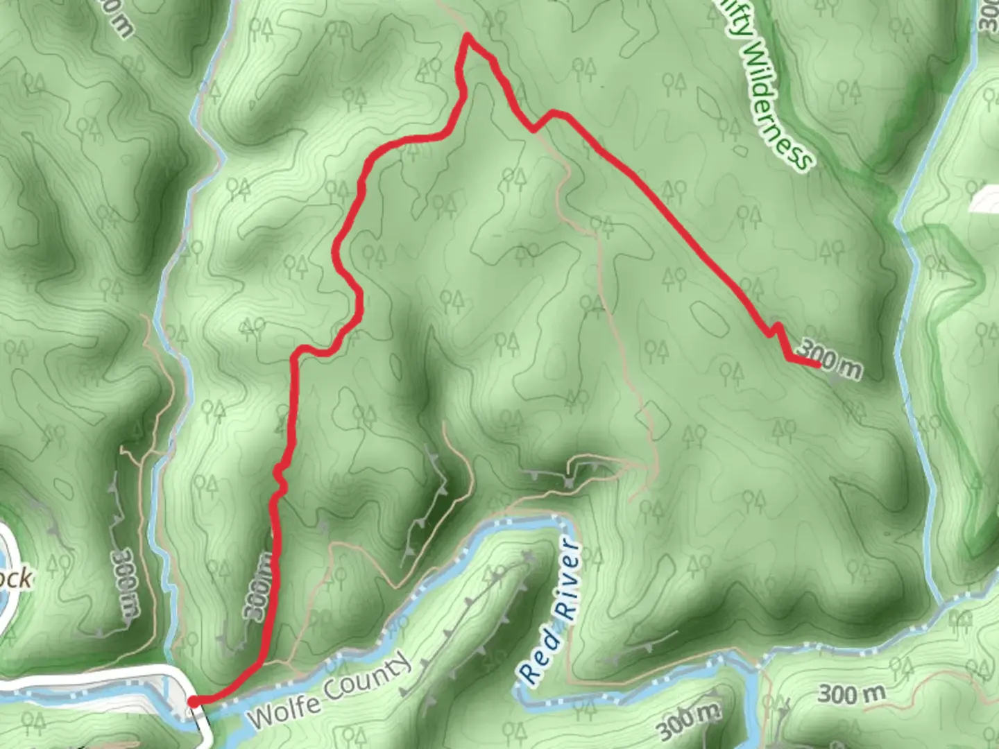 An image depicting the trail Moonshiner Arch and Osbourne Bend Loop Trail and its surrounding area.