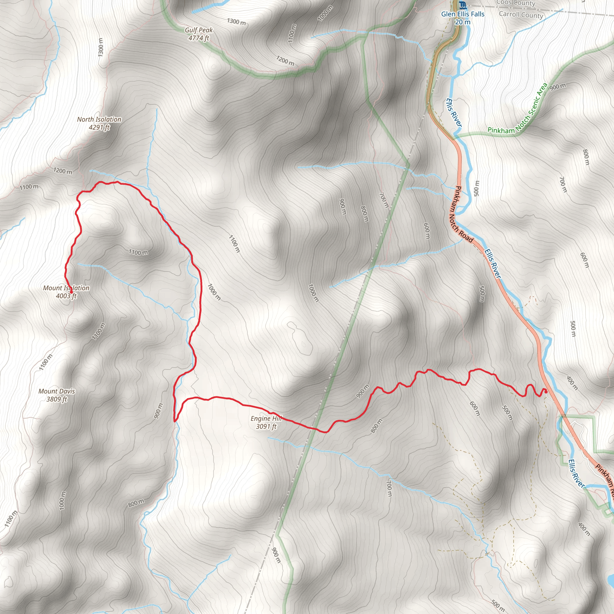 Engine Hill and Mount Isolation via Isolation Trail mobile static map