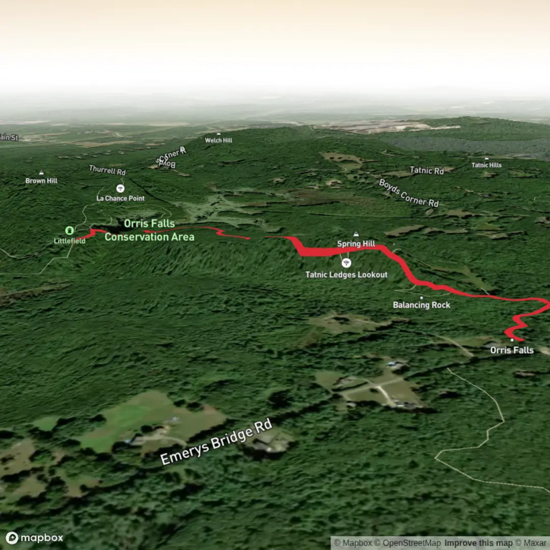 An image depicting the trail Orris Falls Trail and its surrounding area.
