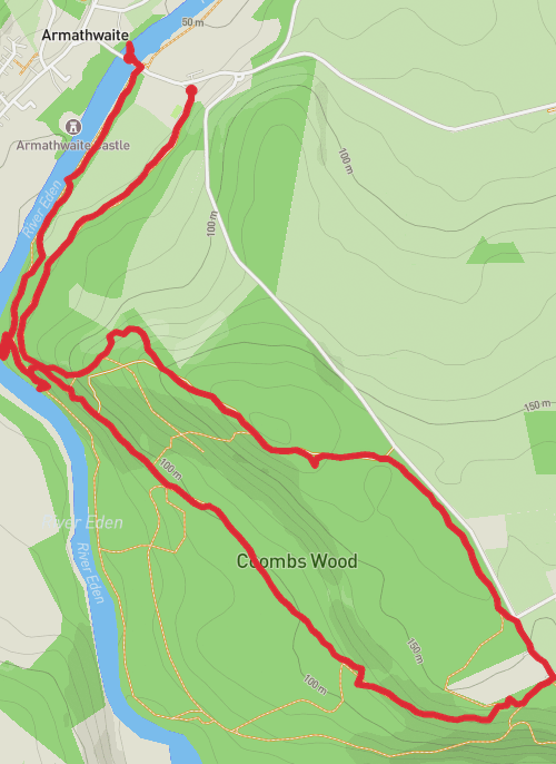 Hike on Hike from Armathwaite around the carved faces and coomes woods mobile static map