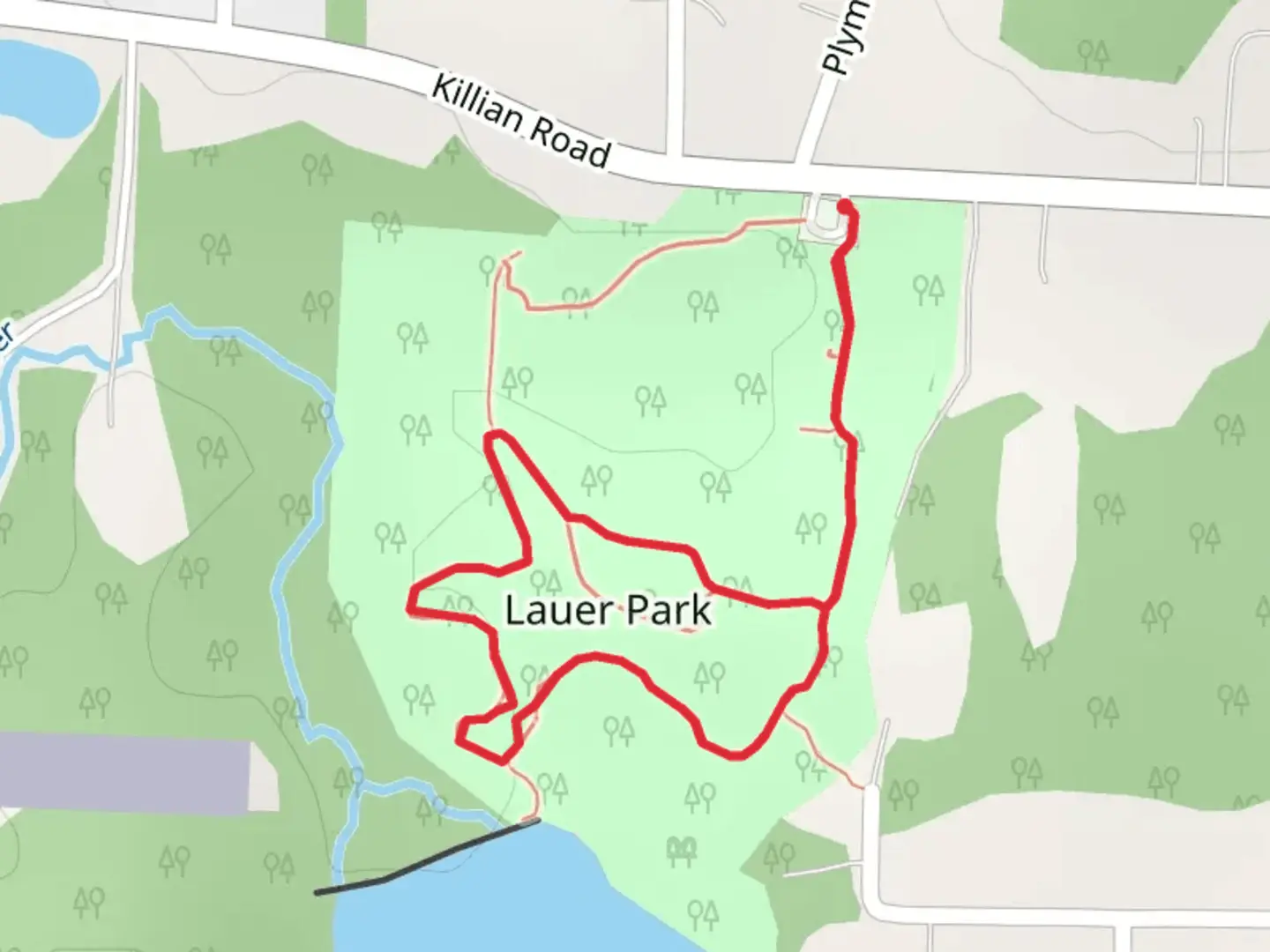 An image depicting the trail Killian Road Loop and its surrounding area.