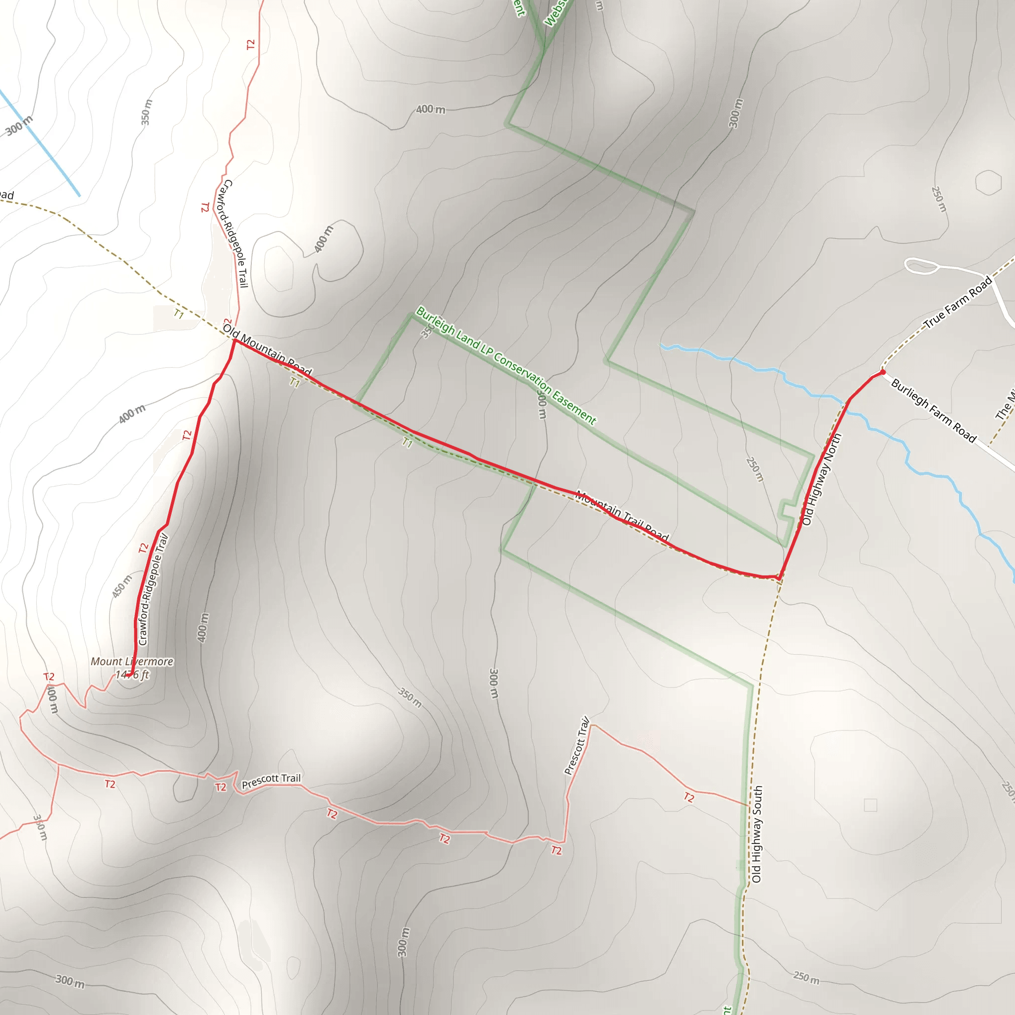 Mount Livermore Trail via Burliegh Farm Road mobile static map