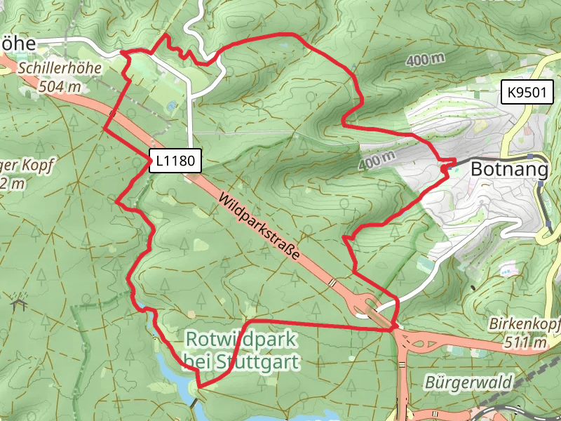 Rotwildpark bei Stuttgart via Wapitiweg and Saufangweg