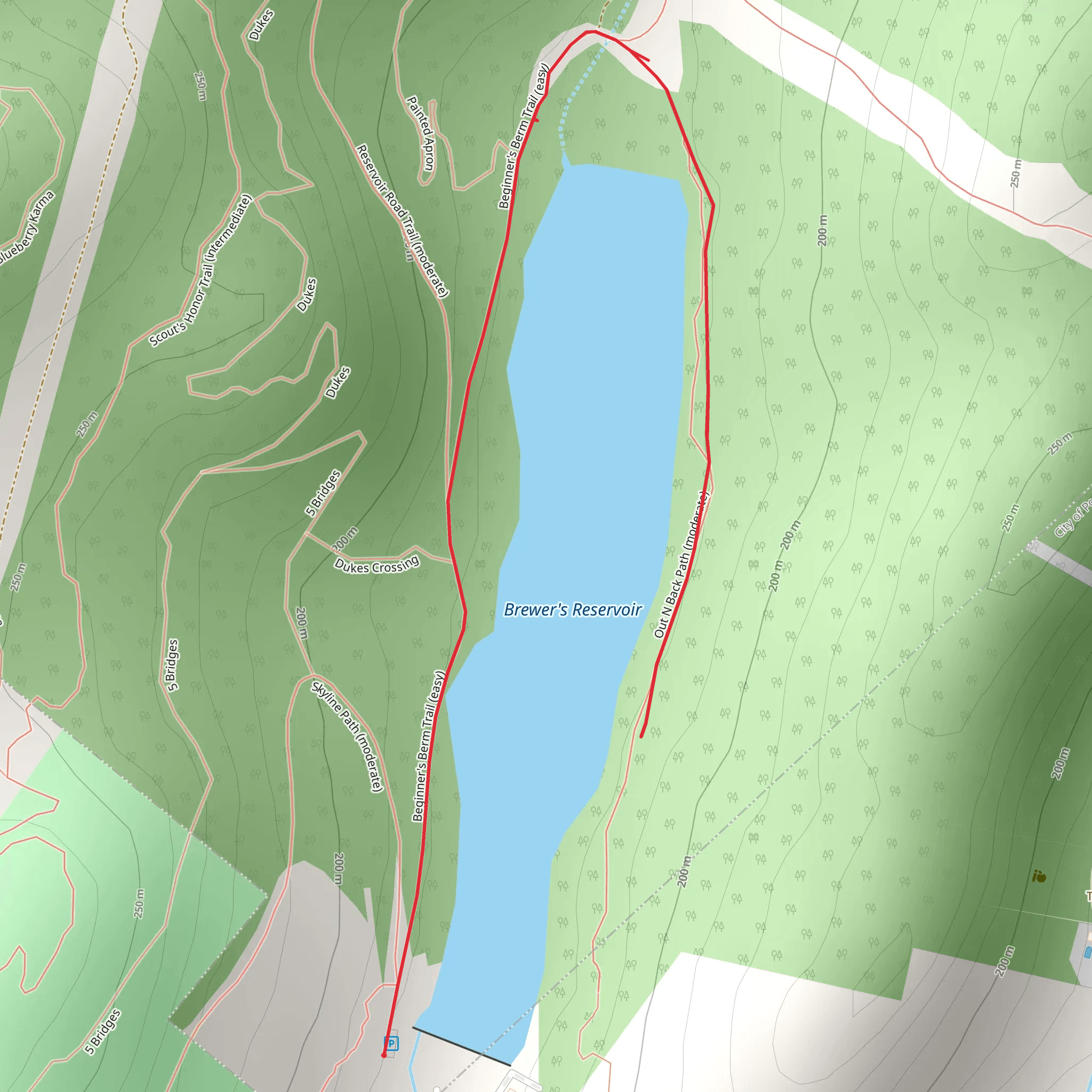 Brewer's Reservoir Trail mobile static map