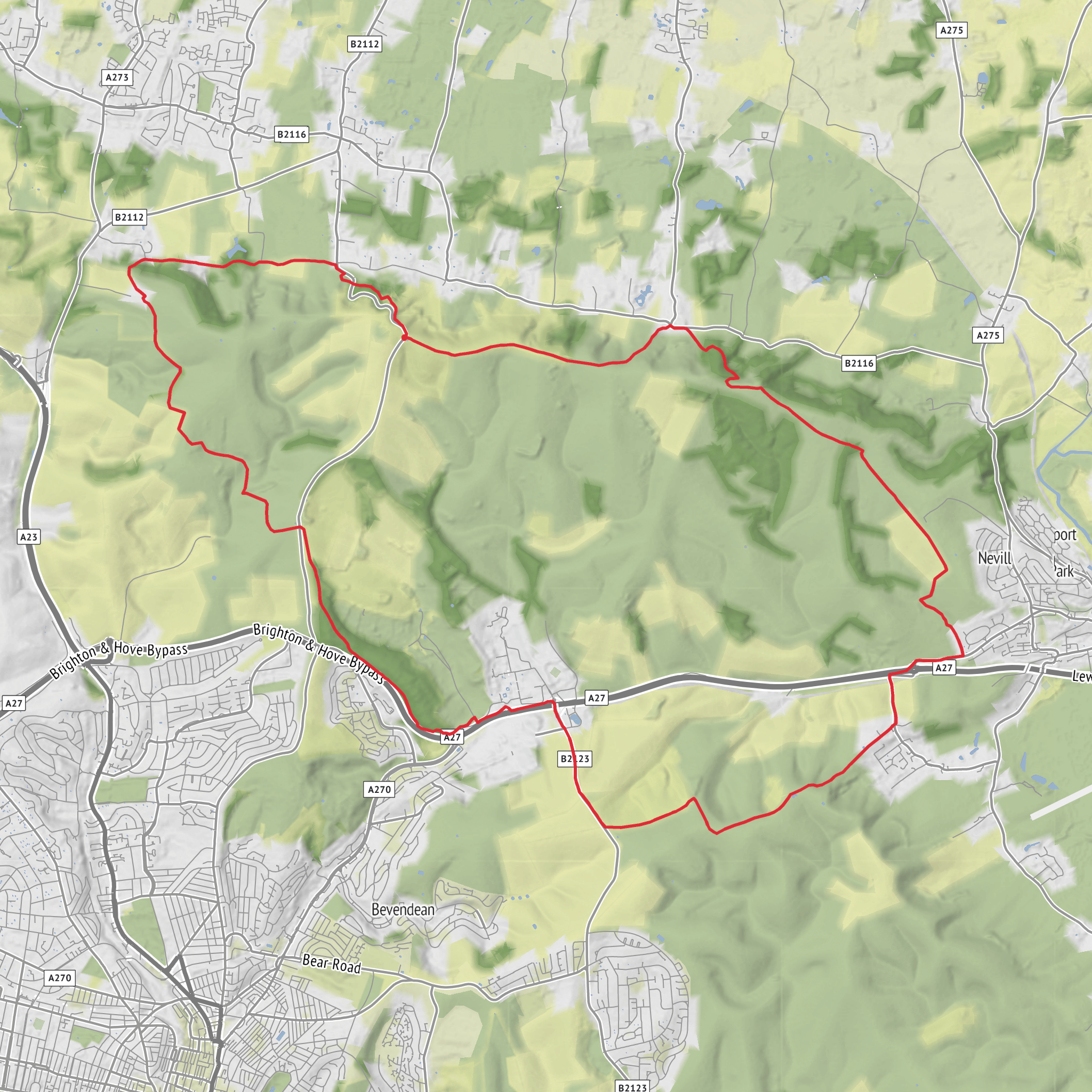 Ditchling Beacon Circular mobile static map