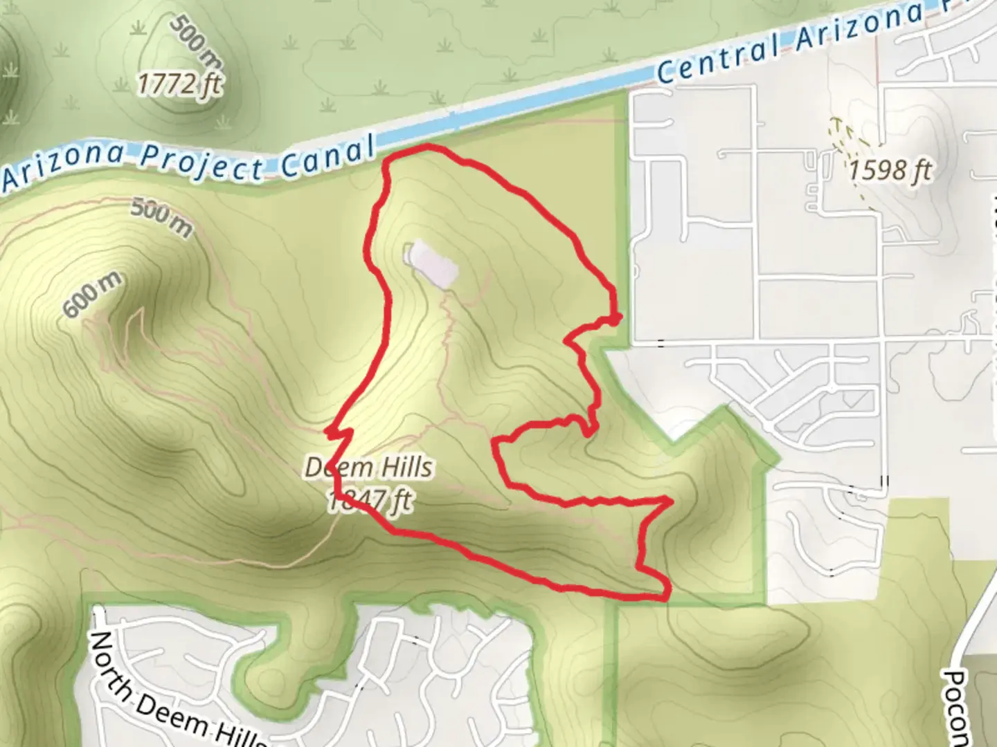 An image depicting the trail Deem Hills Loop and its surrounding area.
