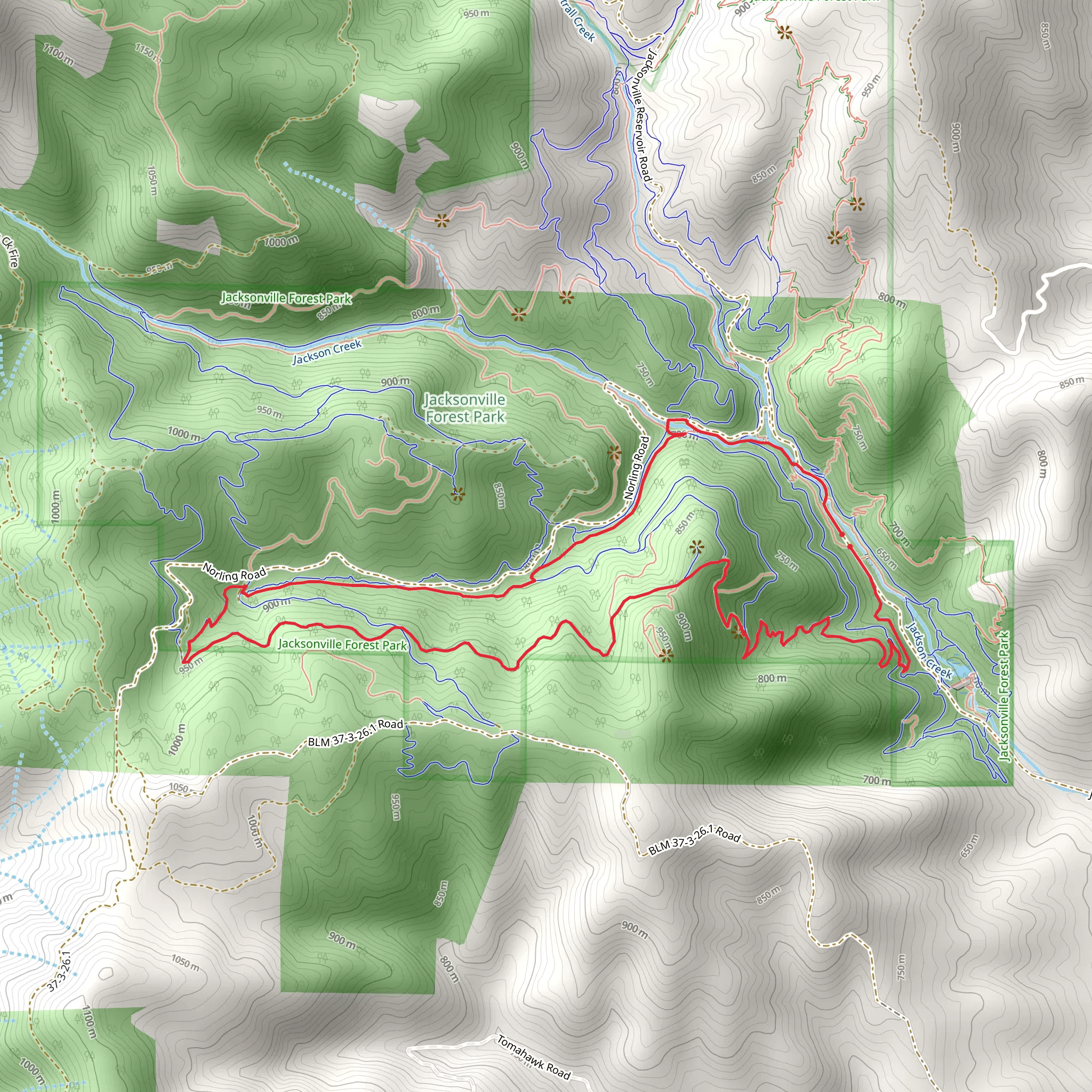 Norling, Shade Creek and Twin Peaks Saddle Loop Trail mobile static map